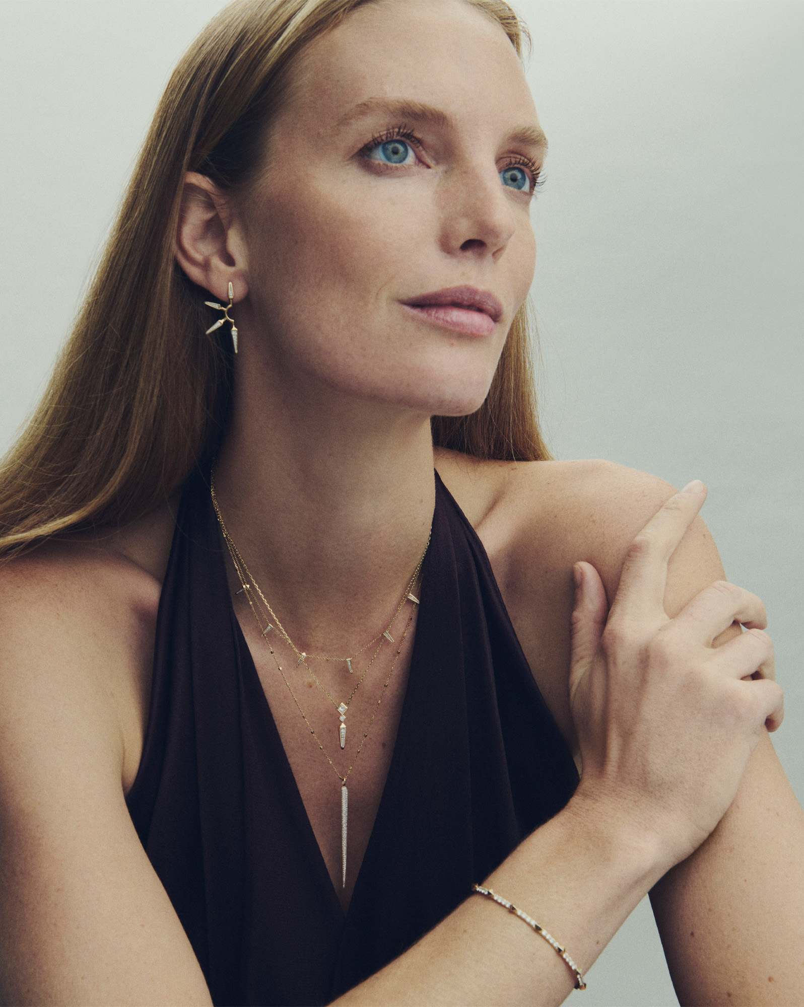 Small Spike 14k Yellow Gold Strand Necklace