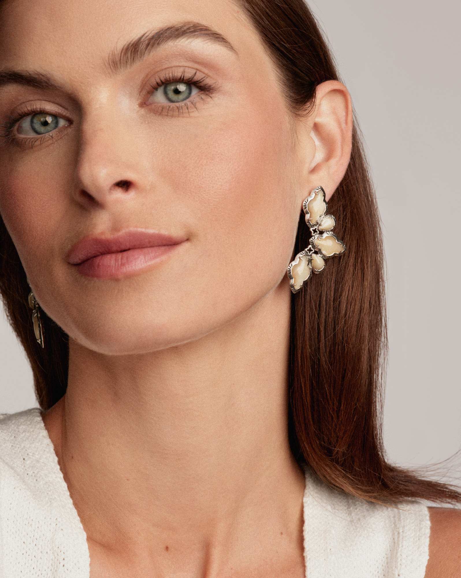 Abbie Vintage Silver Etch Frame Statement Earring