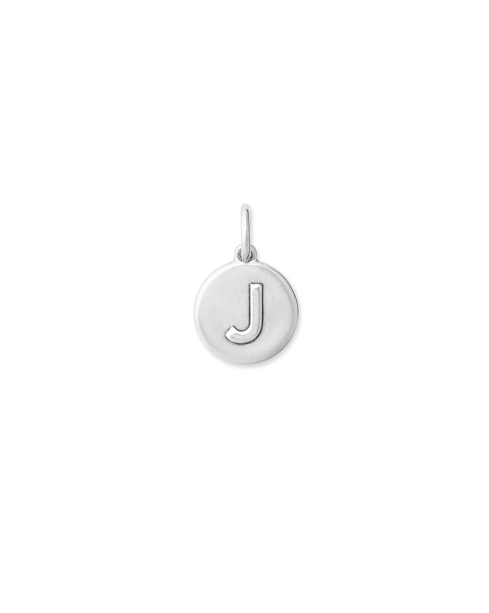 Letter J Coin Charm in Oxidized Sterling Silver