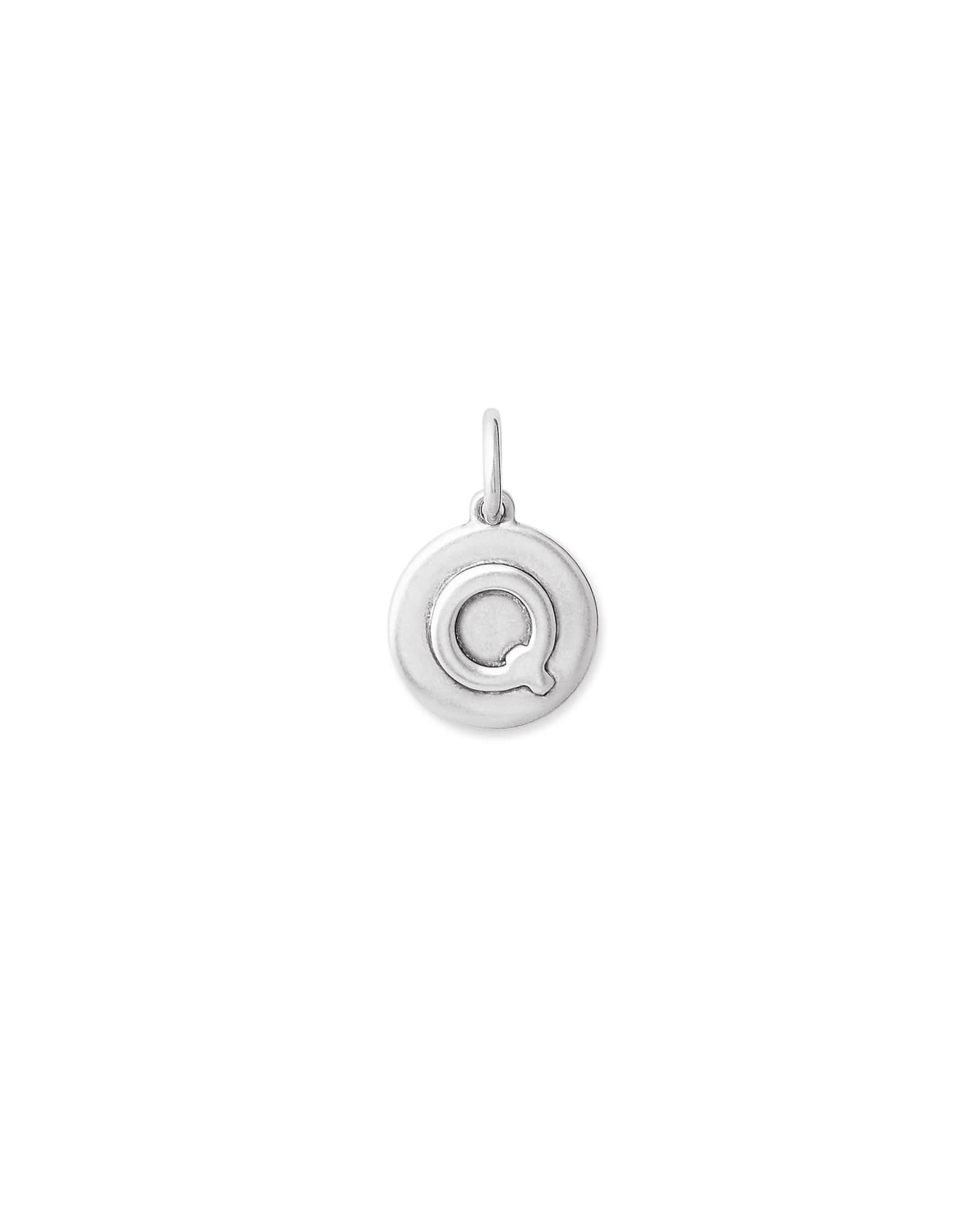 Letter Q Coin Charm in Oxidized Sterling Silver