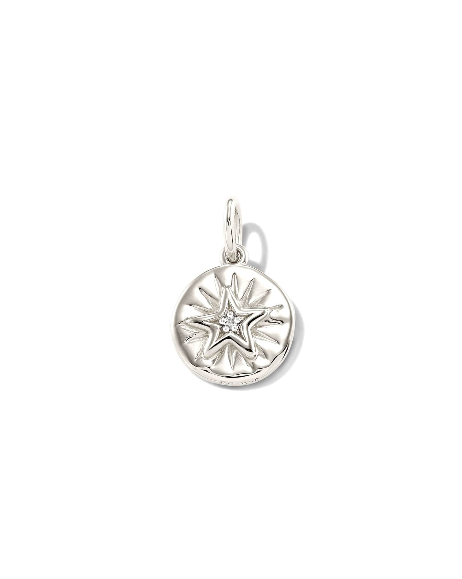 Shooting Star Oxidized Sterling Silver Charm in White Sapphire