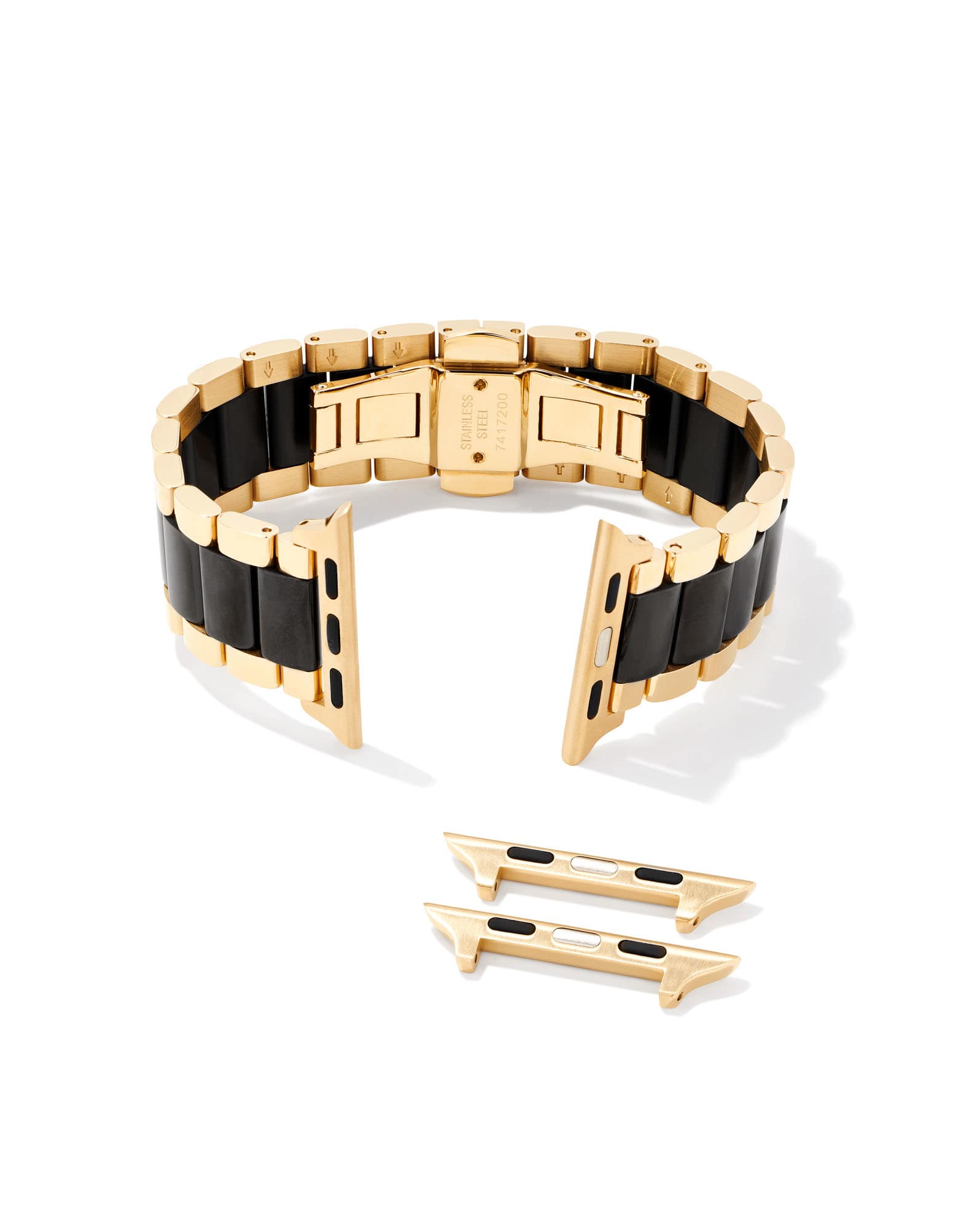 Dira 3 Link Watch Band in Gold Tone & Black Stainless Steel