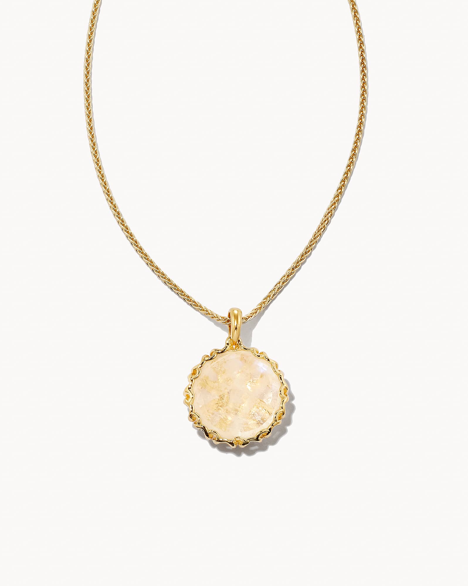 Jane 18k Yellow Gold Vermeil Pendant Necklace in Rainbow Moonstone