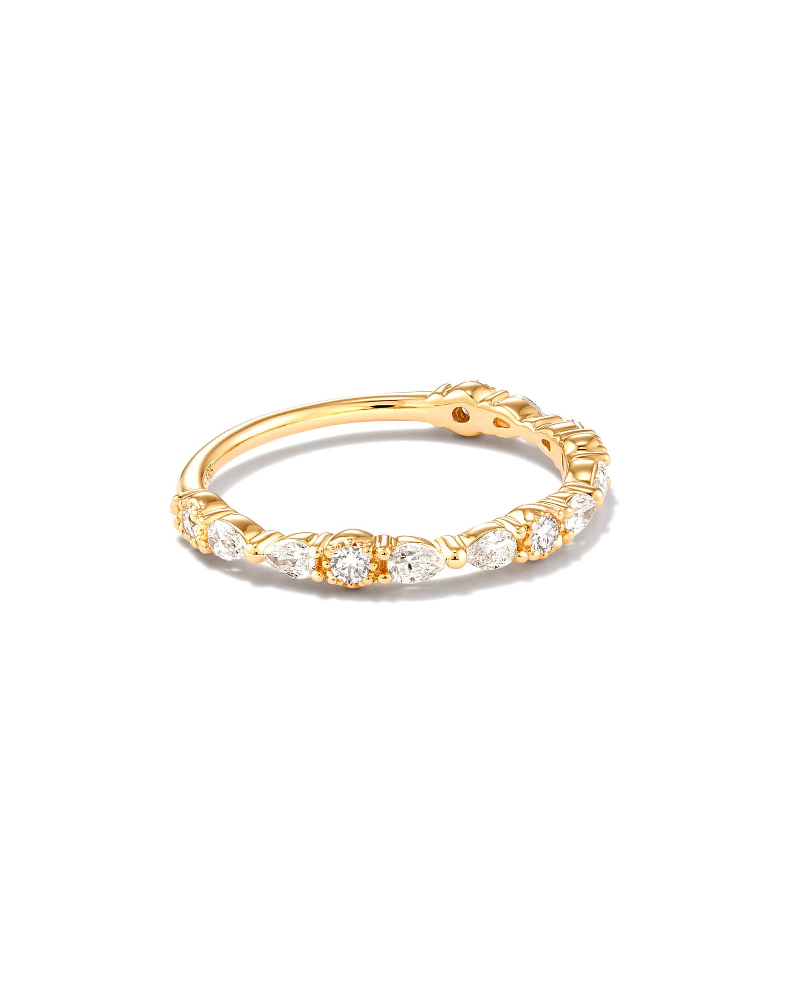 Melanie 14k Yellow Gold Band Ring in White Diamond
