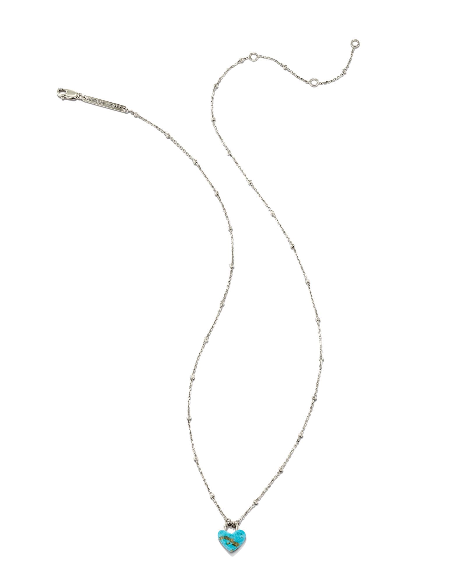 Angie Carved Heart Sterling Silver Pendant Necklace in Turquoise