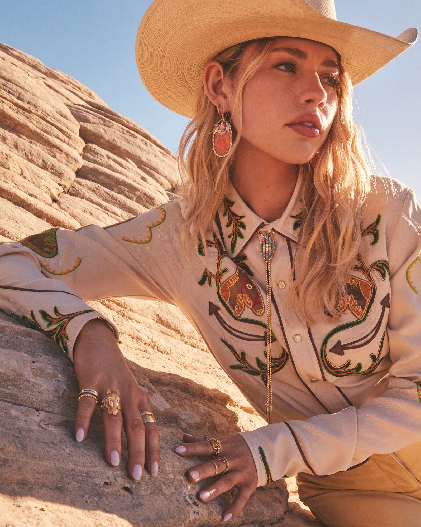 Ember Gold Bolo Necklace in Bronze Veined Turquoise Magnesite Red Oyster