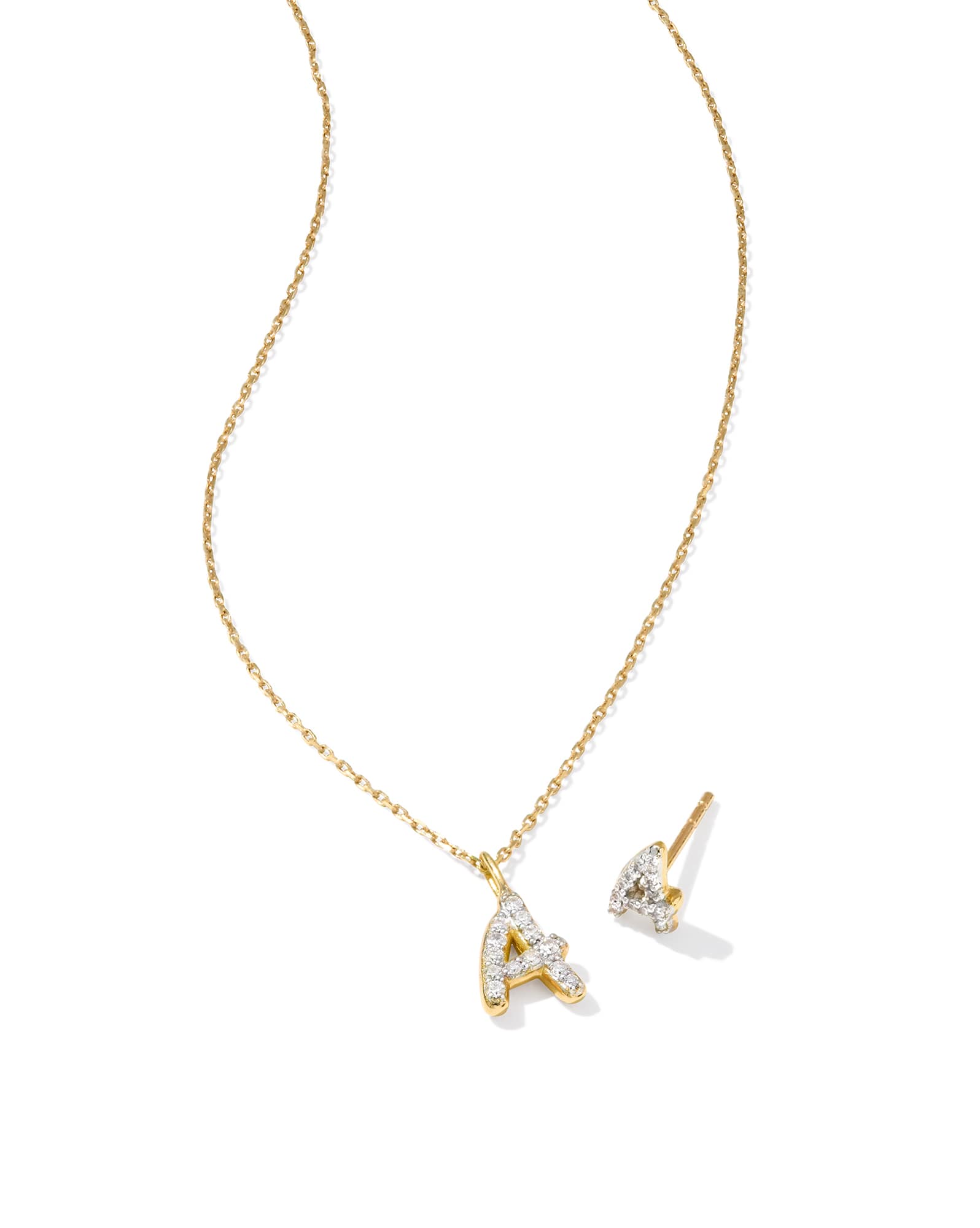 Diamond Initial Charm and Single Stud Set, , large