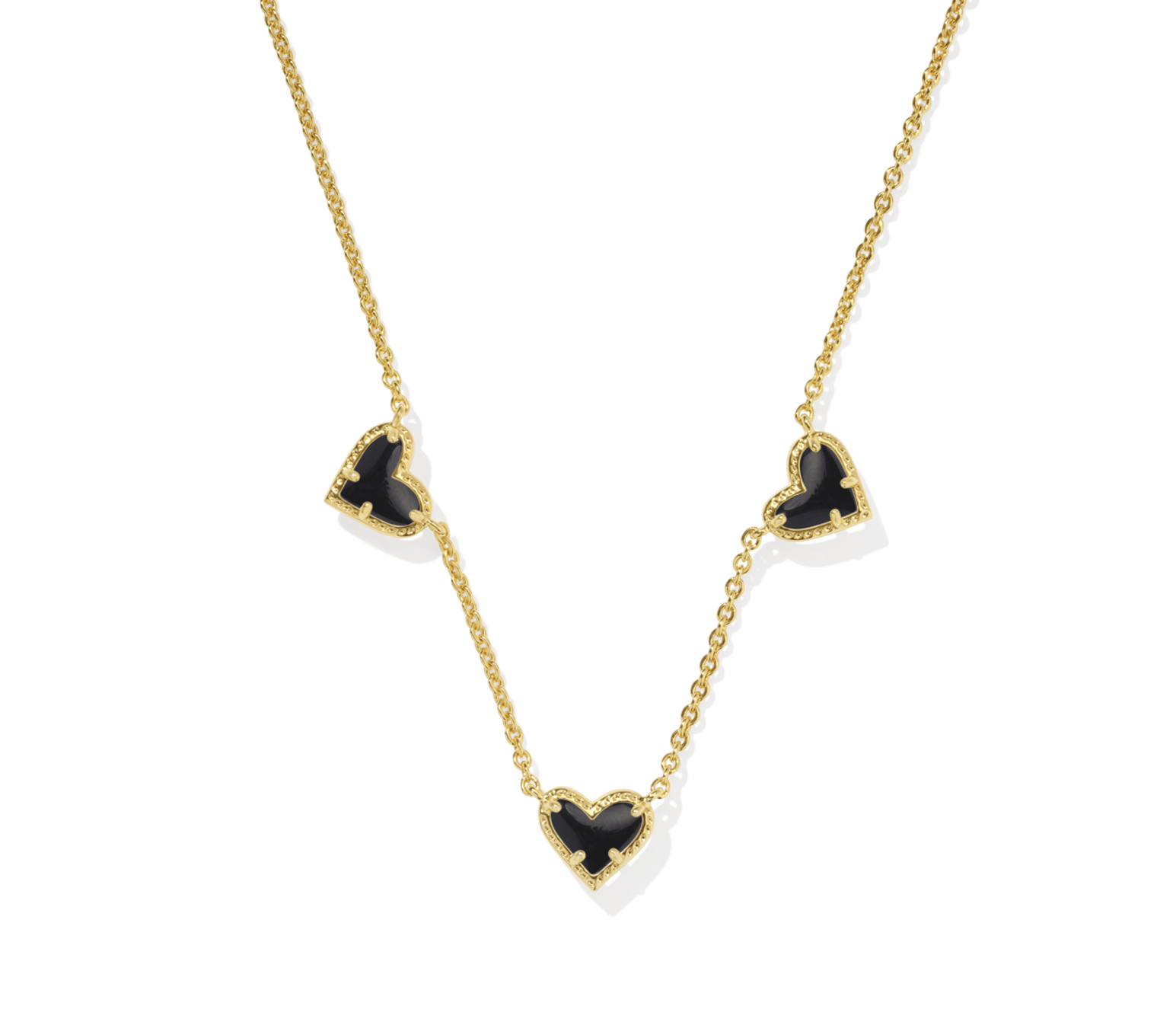 Ari Heart Three Stone Strand Necklace