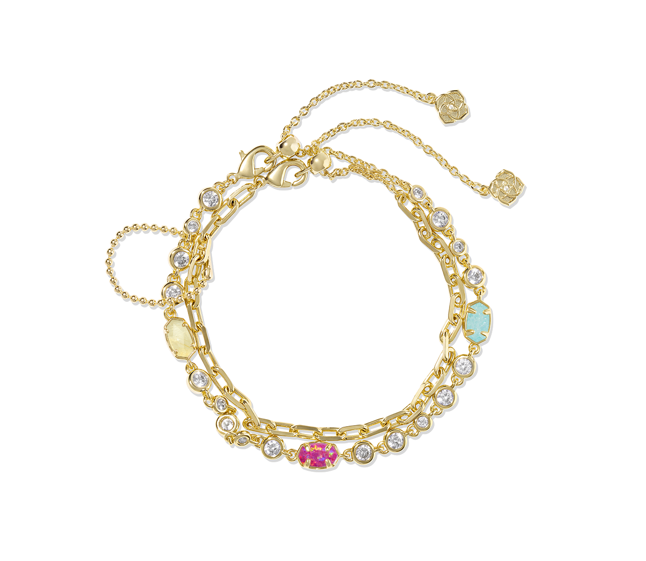 Emilie Tennis Set of 2 Delicate Chain Bracelets