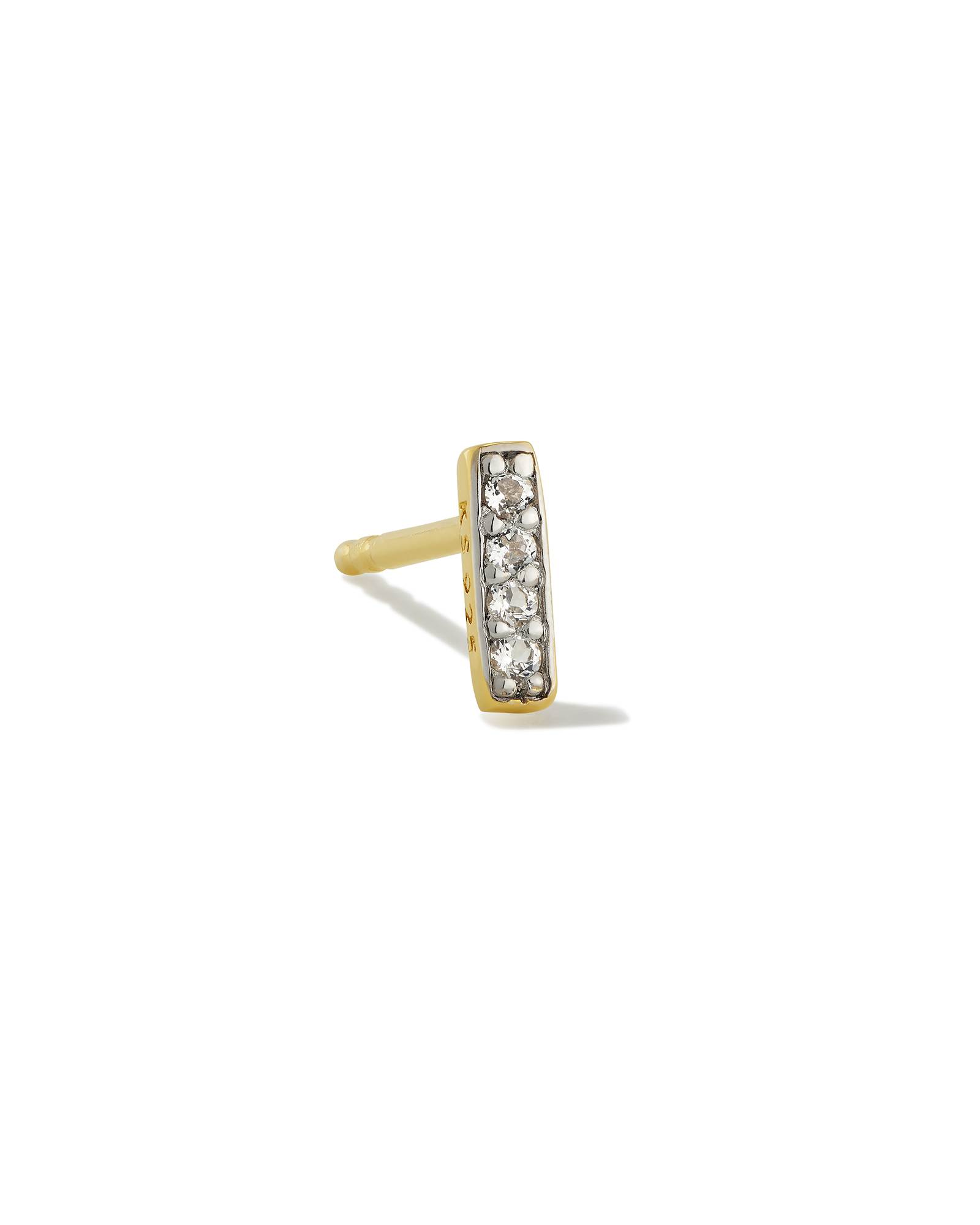 Kendra Scott Mini Sparkle Bar 18k Gold Vermeil Single Stud Earring in White Topaz | Metal