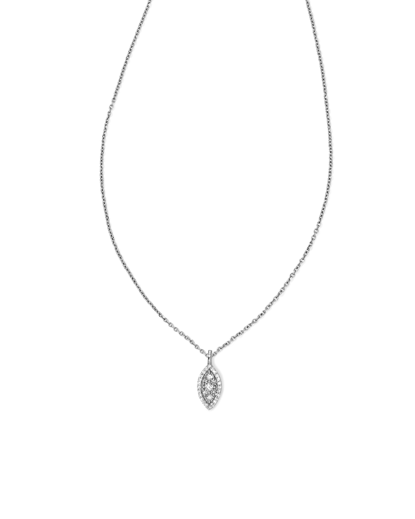 Kendra Scott Vivianne 14k White Gold Pendant Necklace in White Diamond | Diamonds