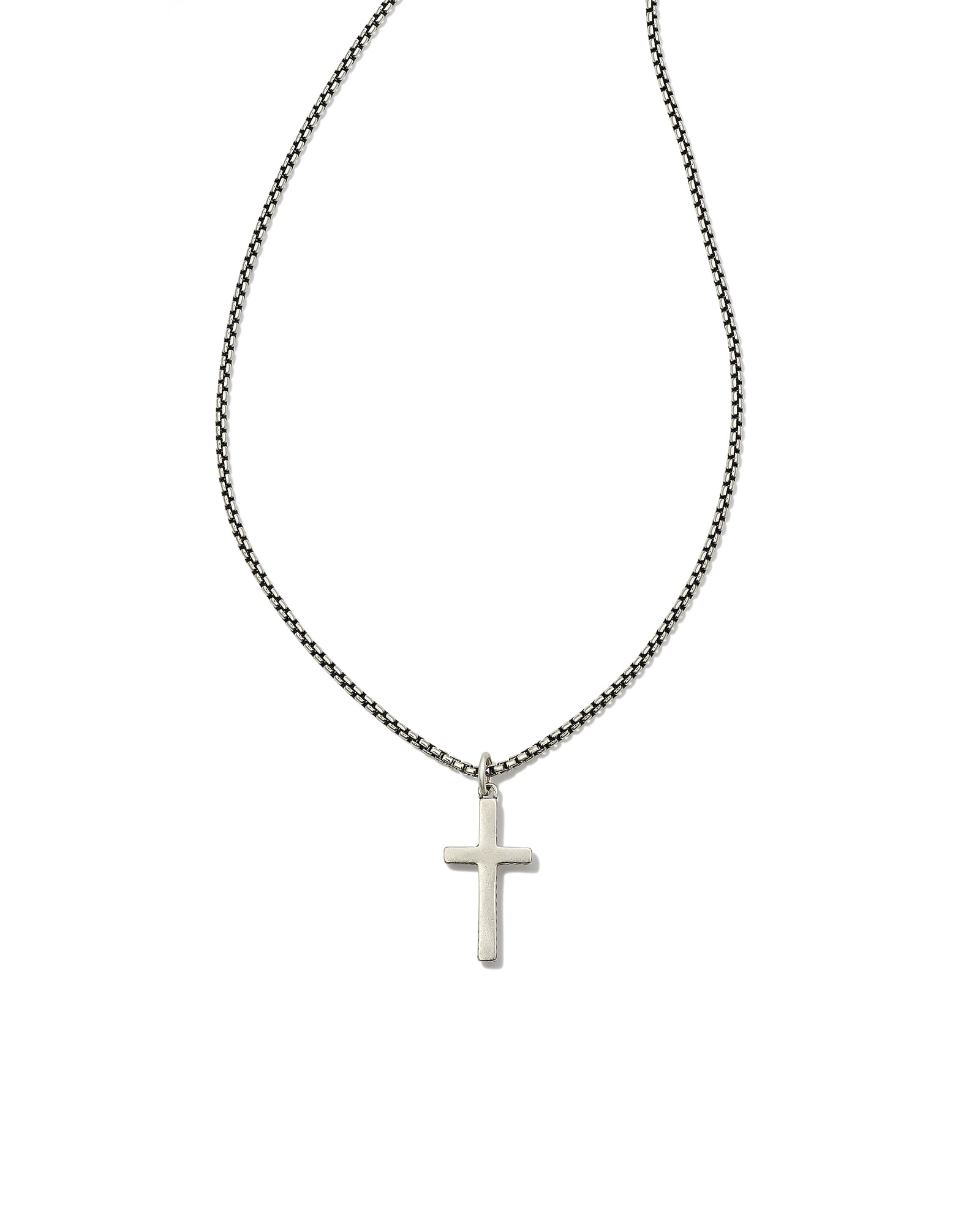 Kendra Scott Small Cross Charm Necklace in Oxidized Sterling Silver | Metal