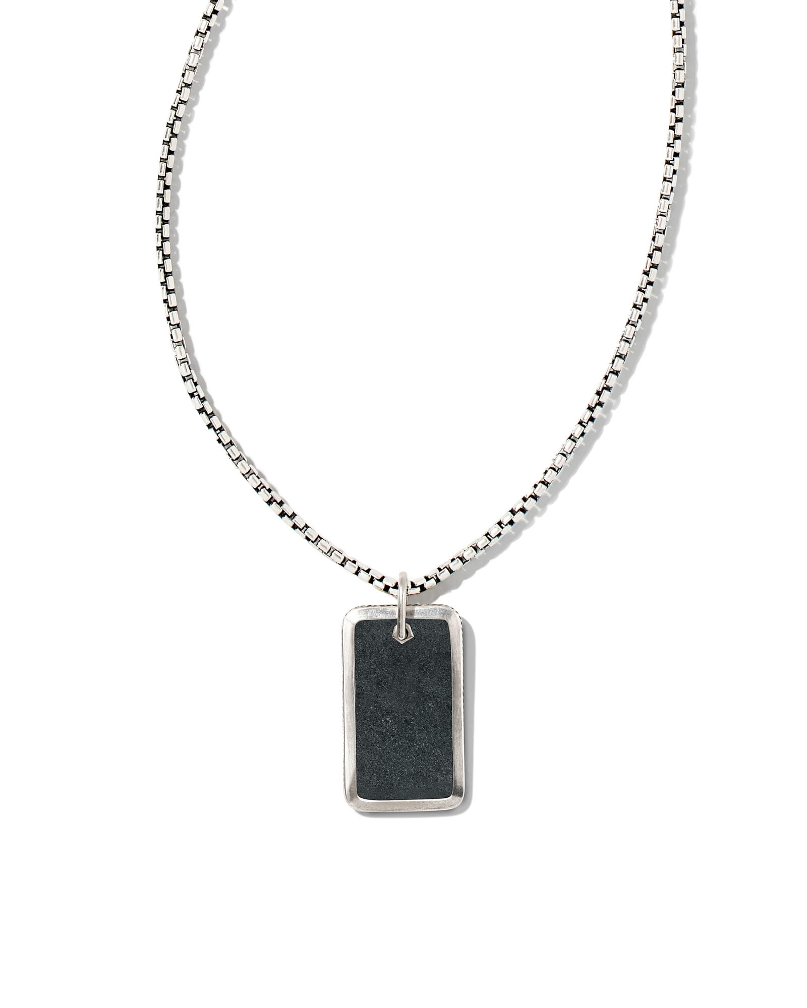 Kendra Scott Men's Oxidized Dog Tag Necklace in Black Hematite | Sterling Silver