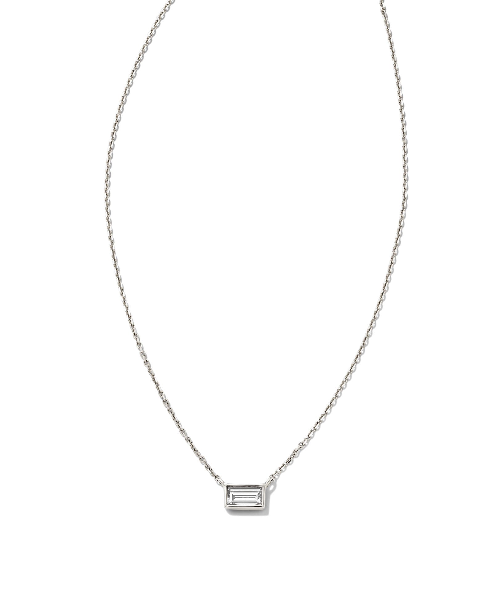 Kendra Scott Isabella 14k White Gold Pendant Necklace in White Diamond, .18ct | Diamonds