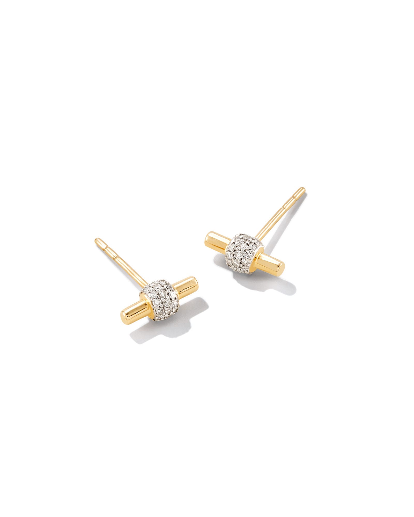 Kendra Scott Stella 14k Yellow Gold Stud Earrings in White Diamond | Diamonds