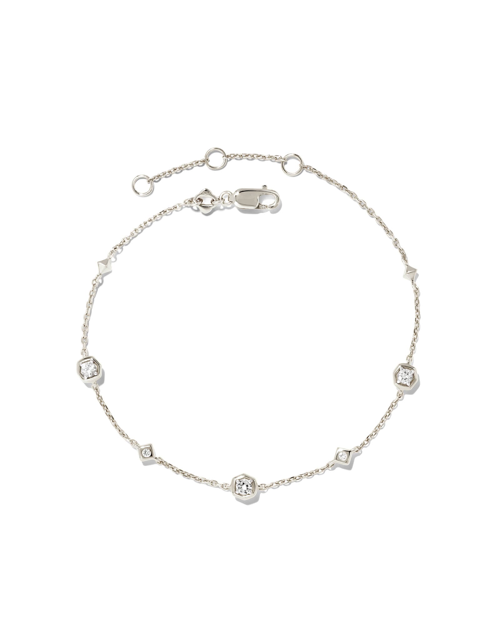 Kendra Scott Davie Sterling Silver Trio Delicate Bracelet in White | Sapphire