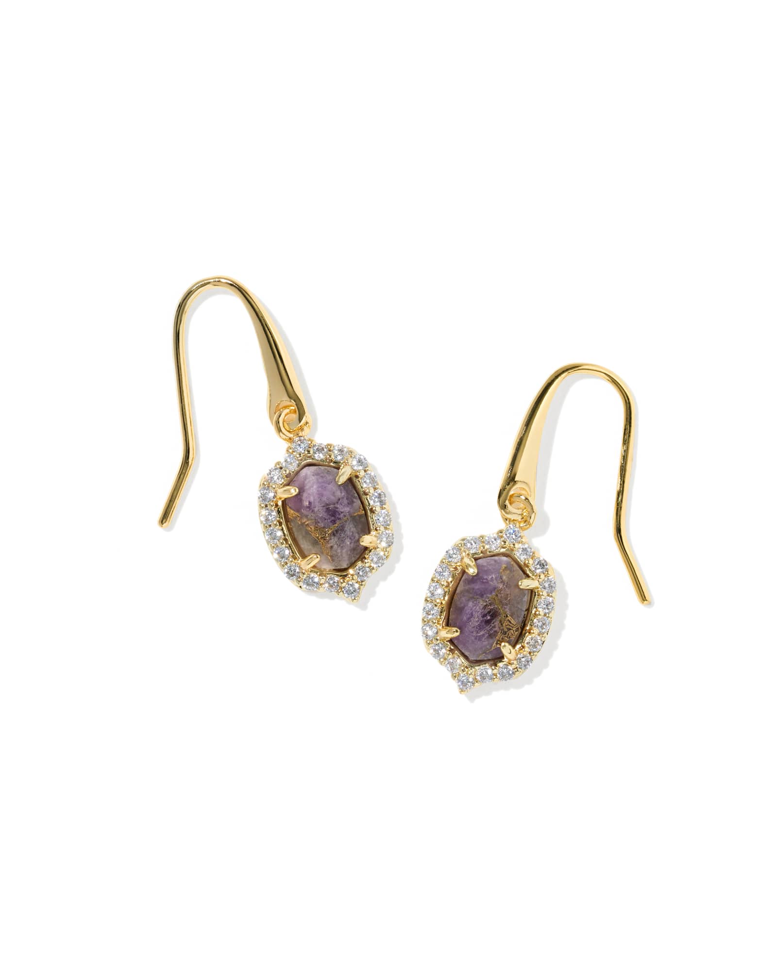 Daphne Crystal Frame Gold Drop Earrings
