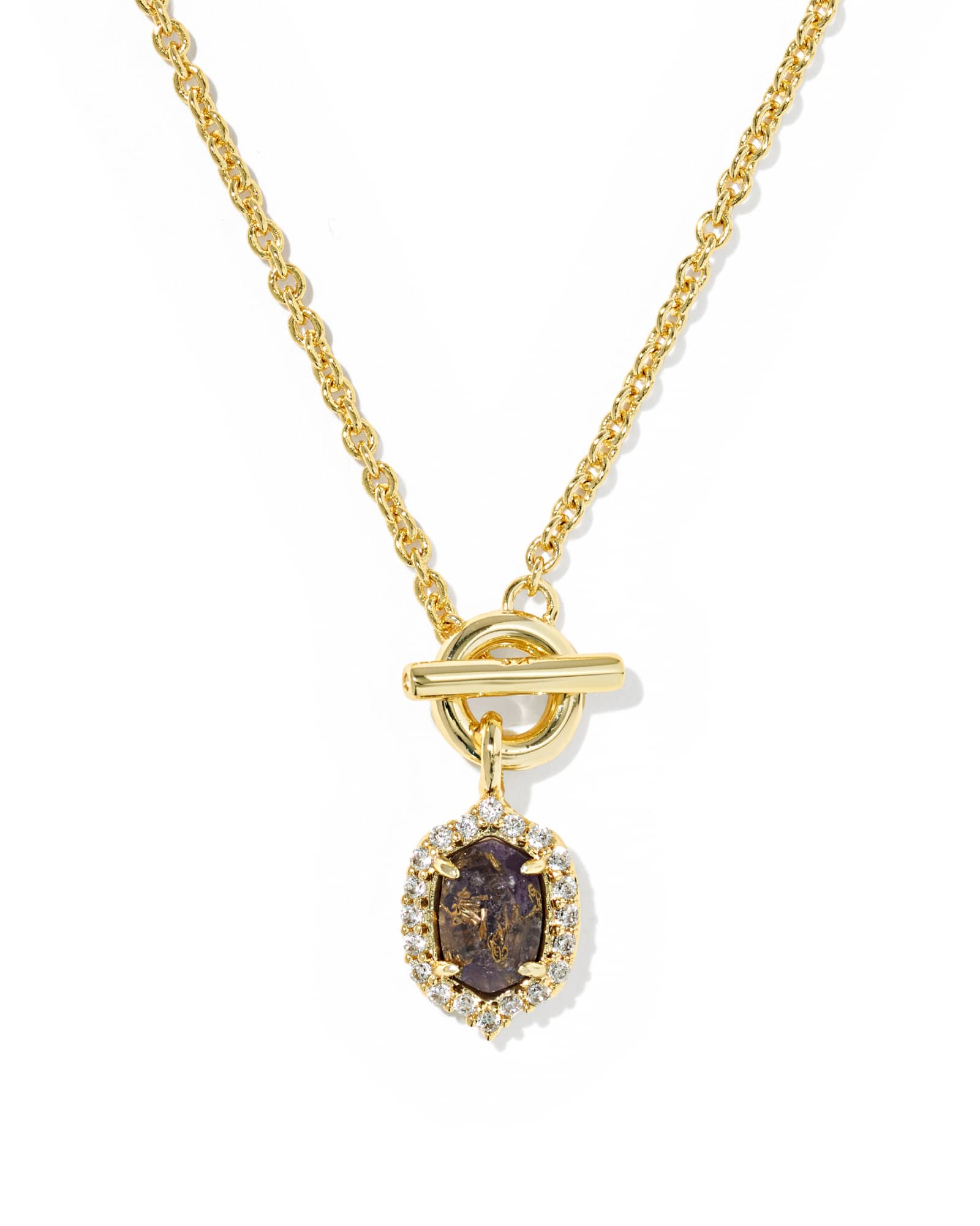 Daphne Crystal Frame Gold Toggle Necklace