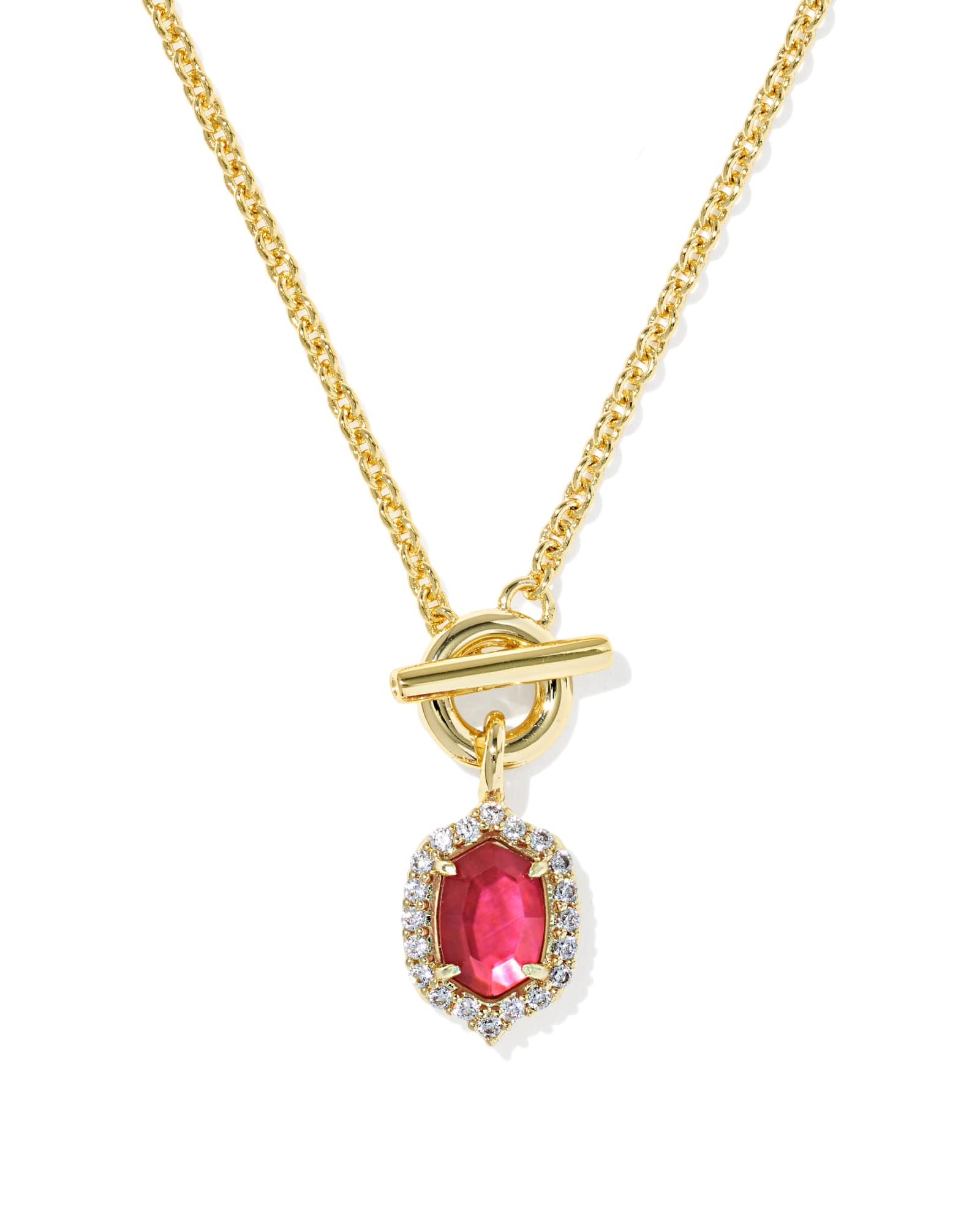 Daphne Crystal Frame Gold Toggle Necklace