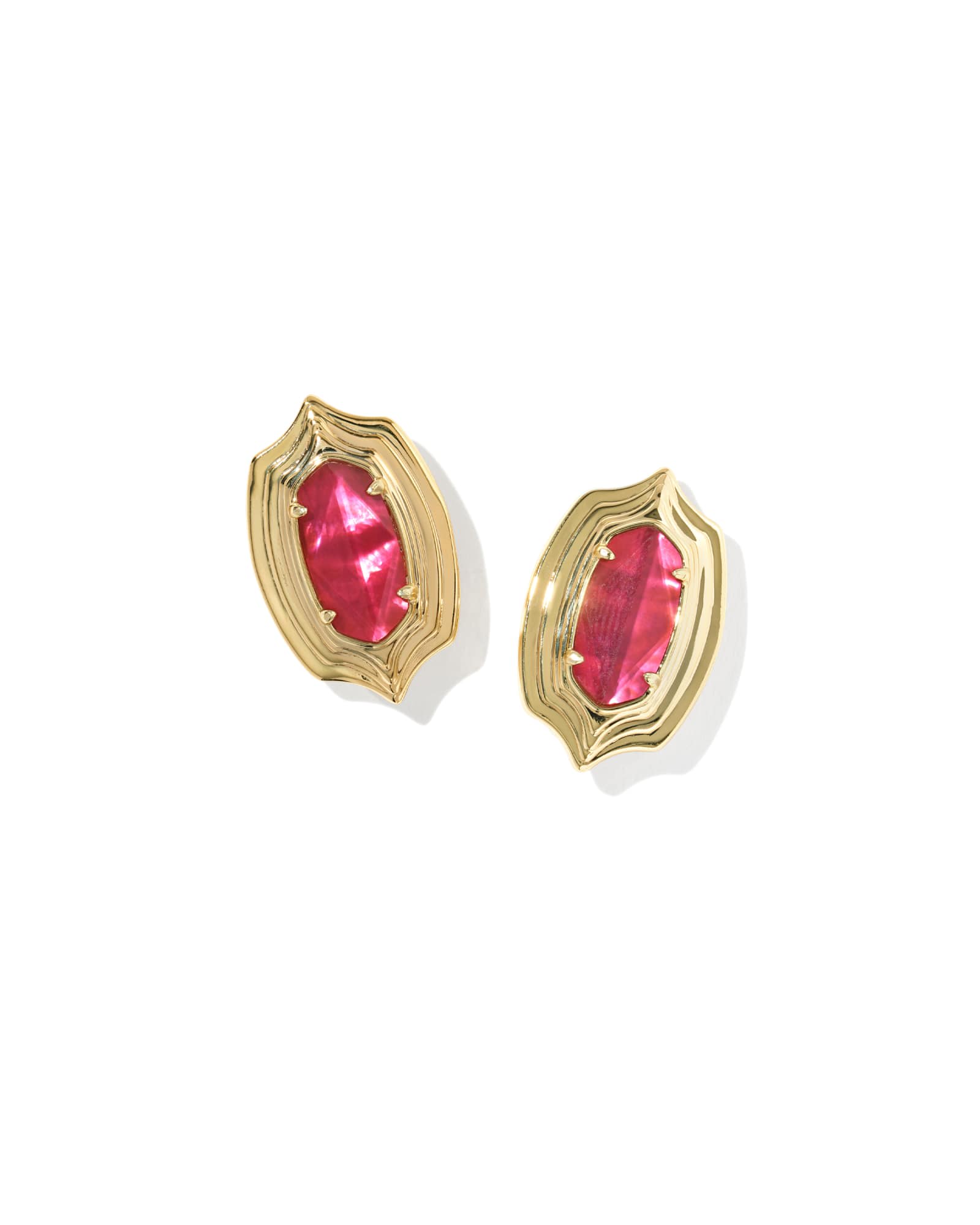 Ellie Stepped Frame Gold Stud Earrings