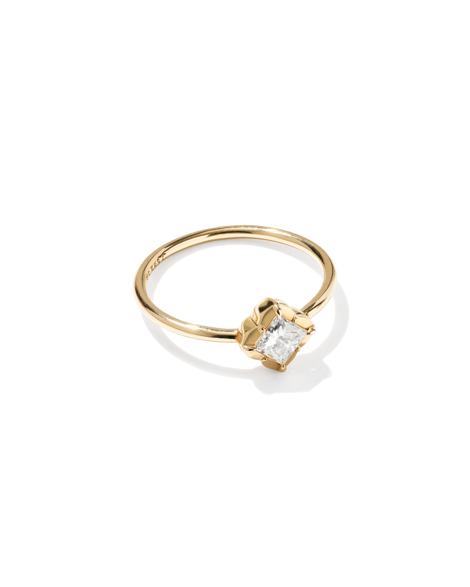 0.45 ct Lab Grown White Diamond Dira Princess 14k Yellow Gold Band Ring