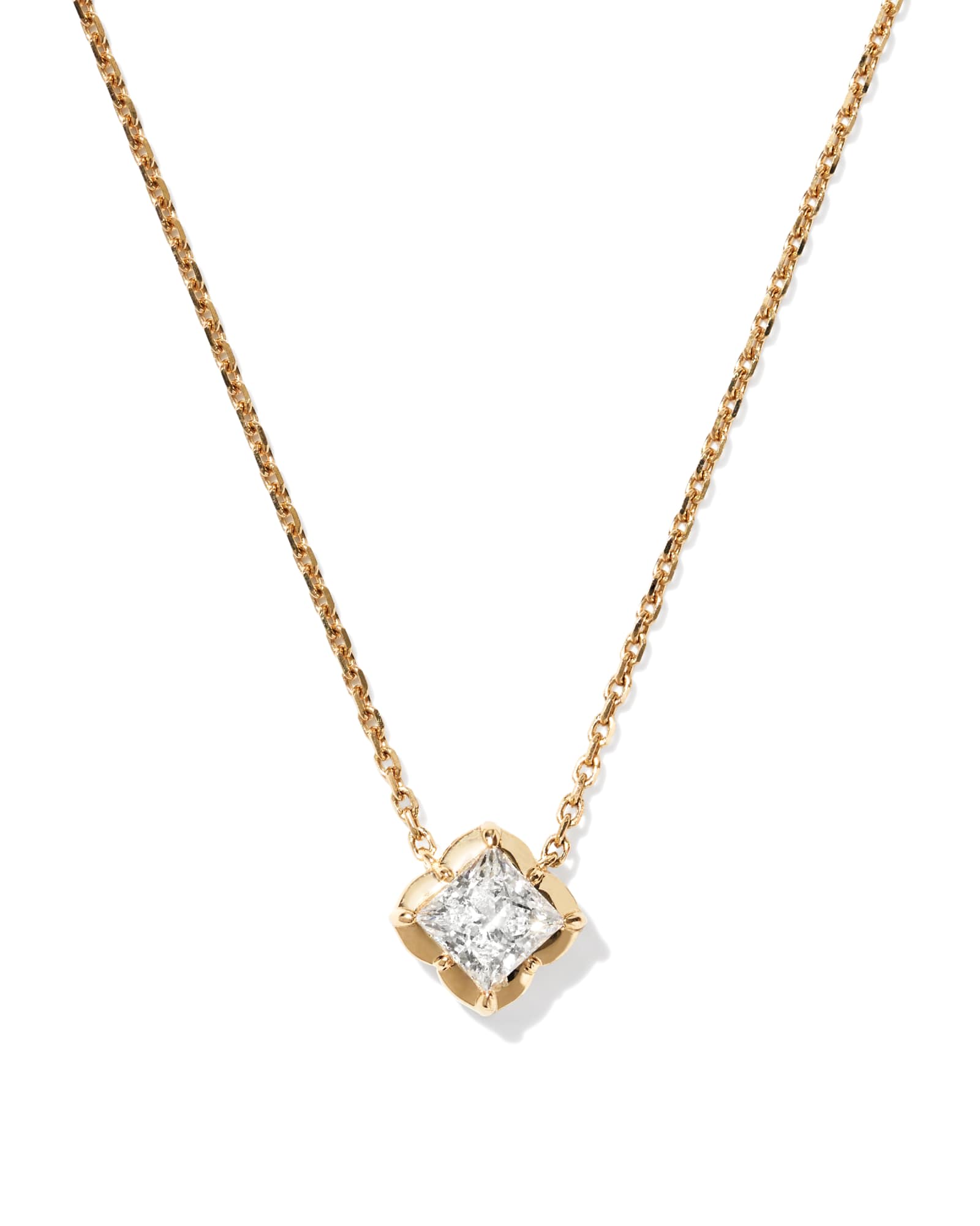 0.45 ct Lab Grown White Diamond Dira Princess 14k Yellow Gold Short Pendant Necklace