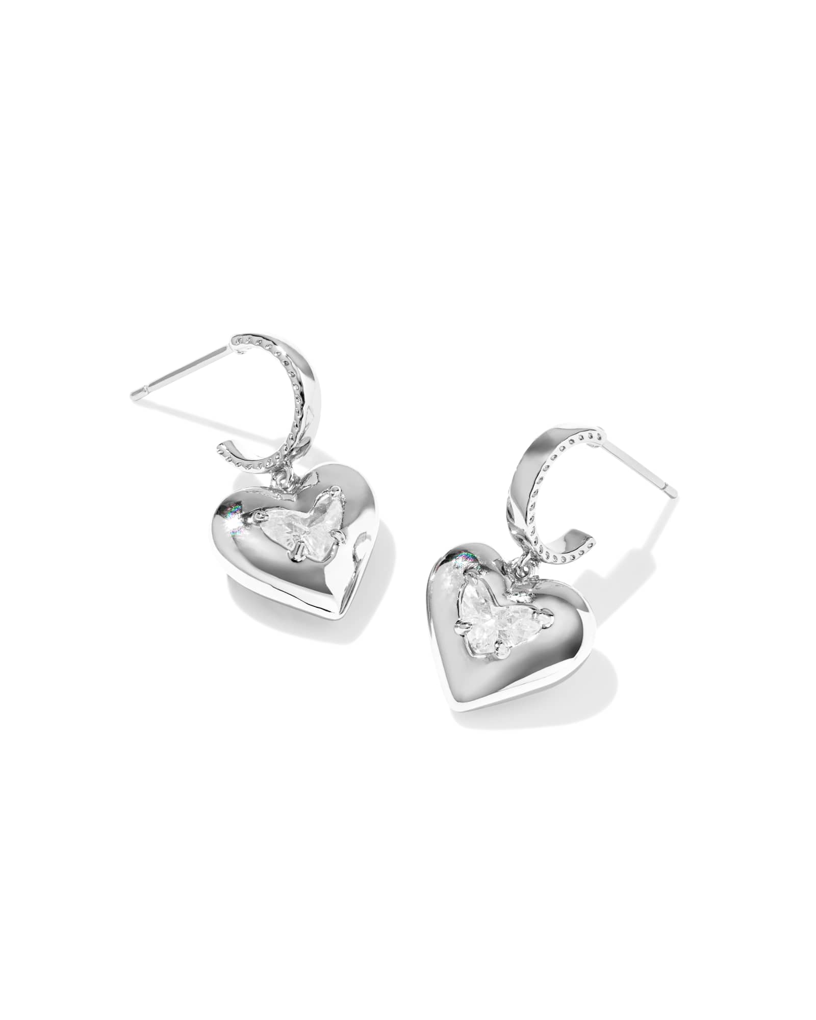 Joanne Silver Heart Huggie Earrings