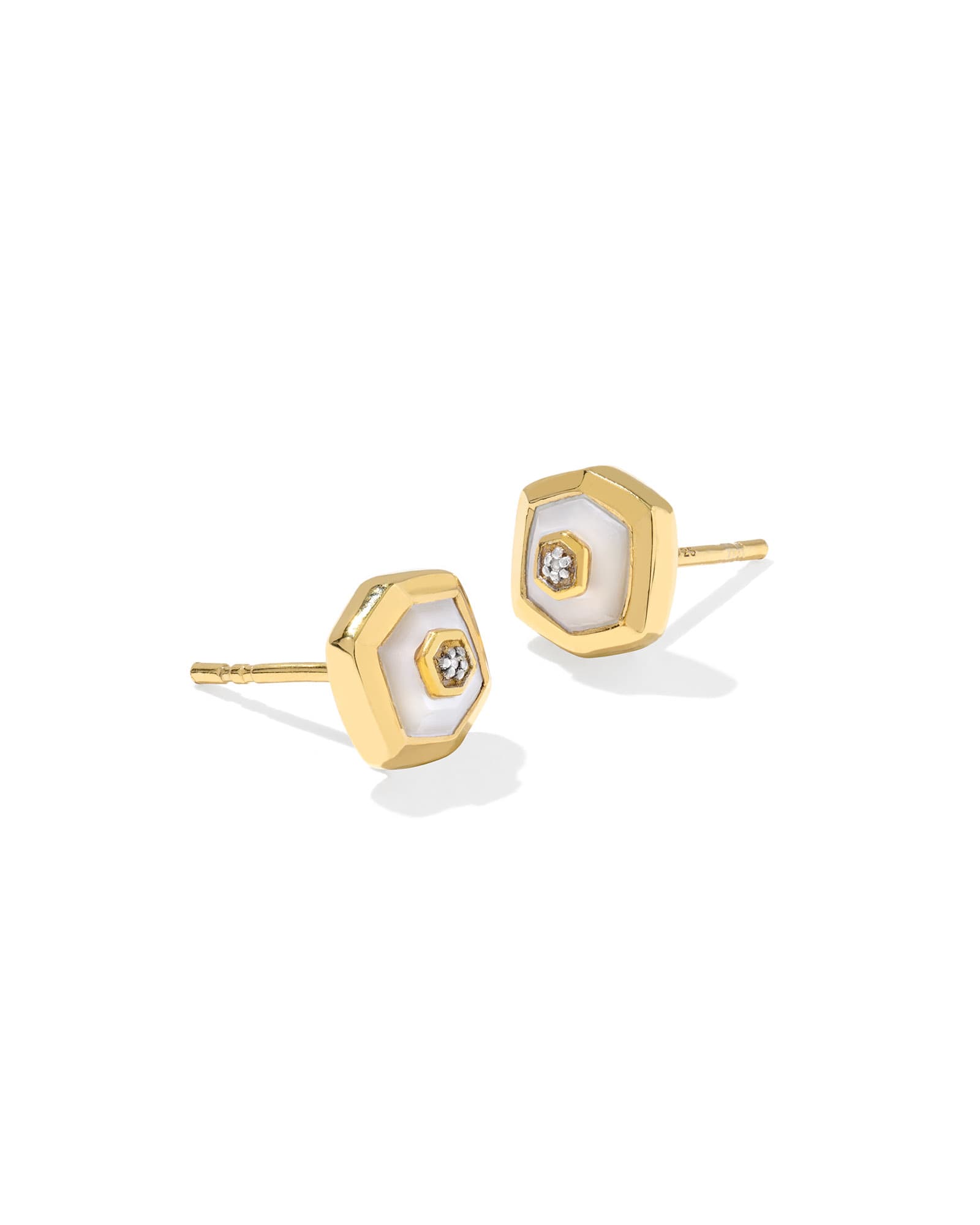 Kendra Scott Davie 18k Gold Vermeil Stone Stud Earrings | Mother Of Pearl