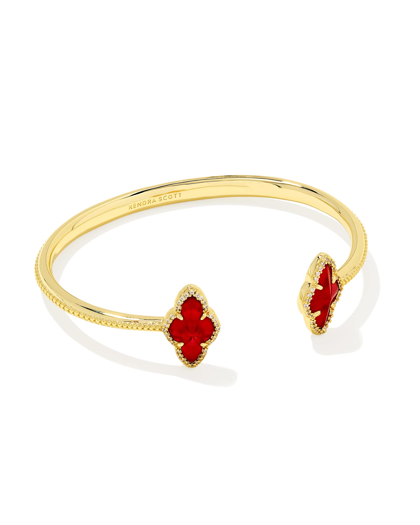 Kendra Scott Abbie Gold Pave Frame Cuff Bracelet in Cranberry | Illusion
