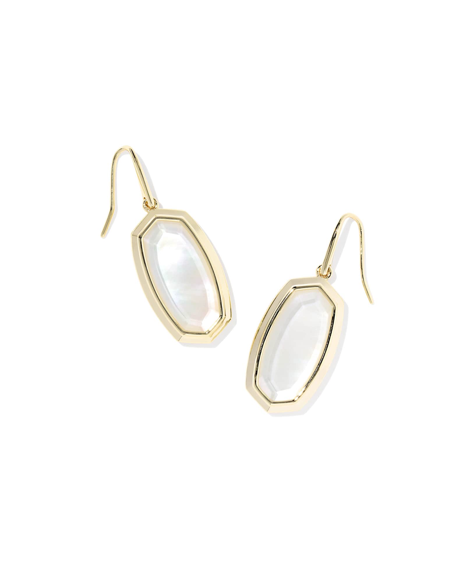 Kendra Scott Dani Bezel Gold Drop Earrings | Mother Of Pearl