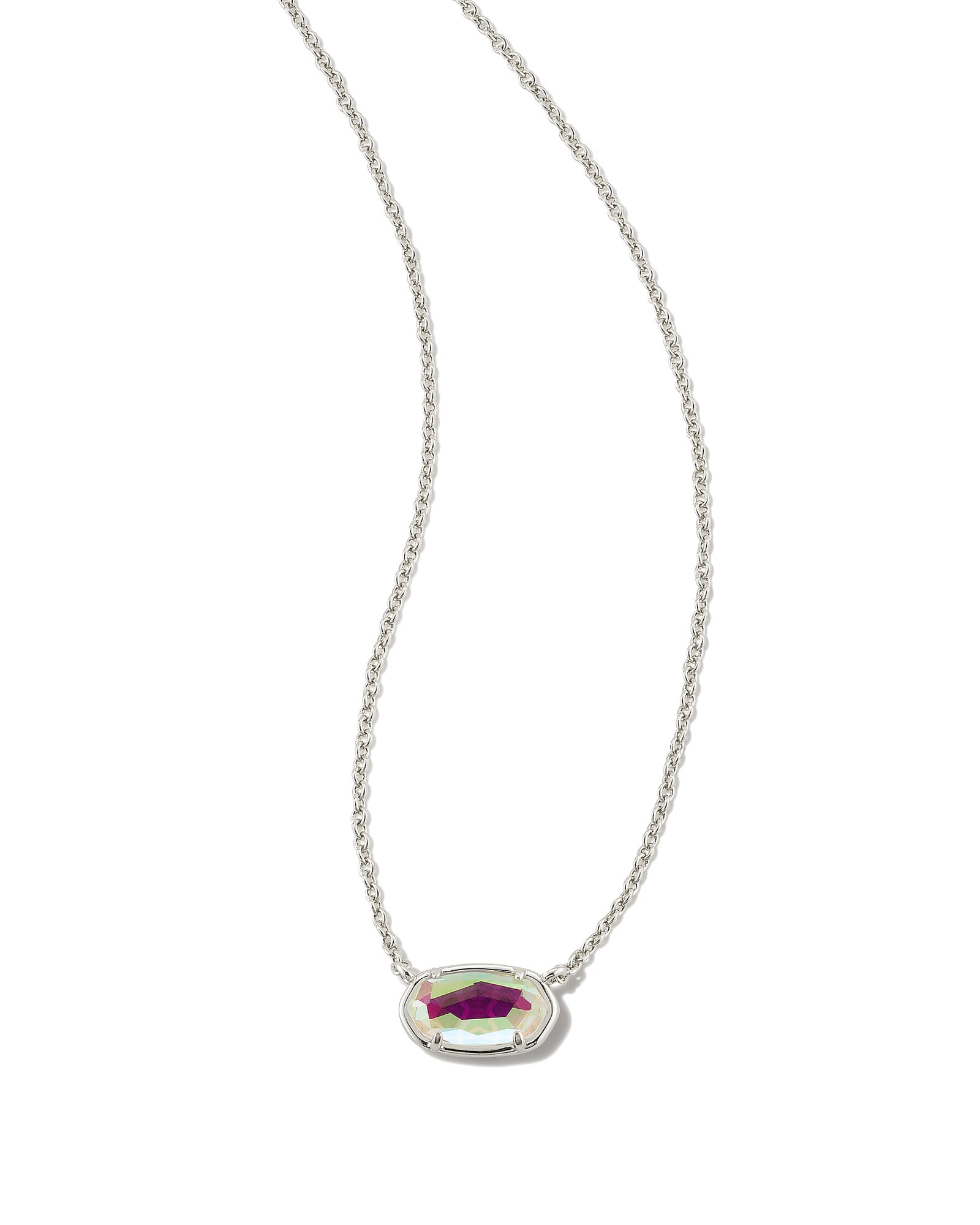 Kendra Scott Grayson Silver Pendant Necklace in Dichroic Glass | Dichroic Glass/Metal Rhodium