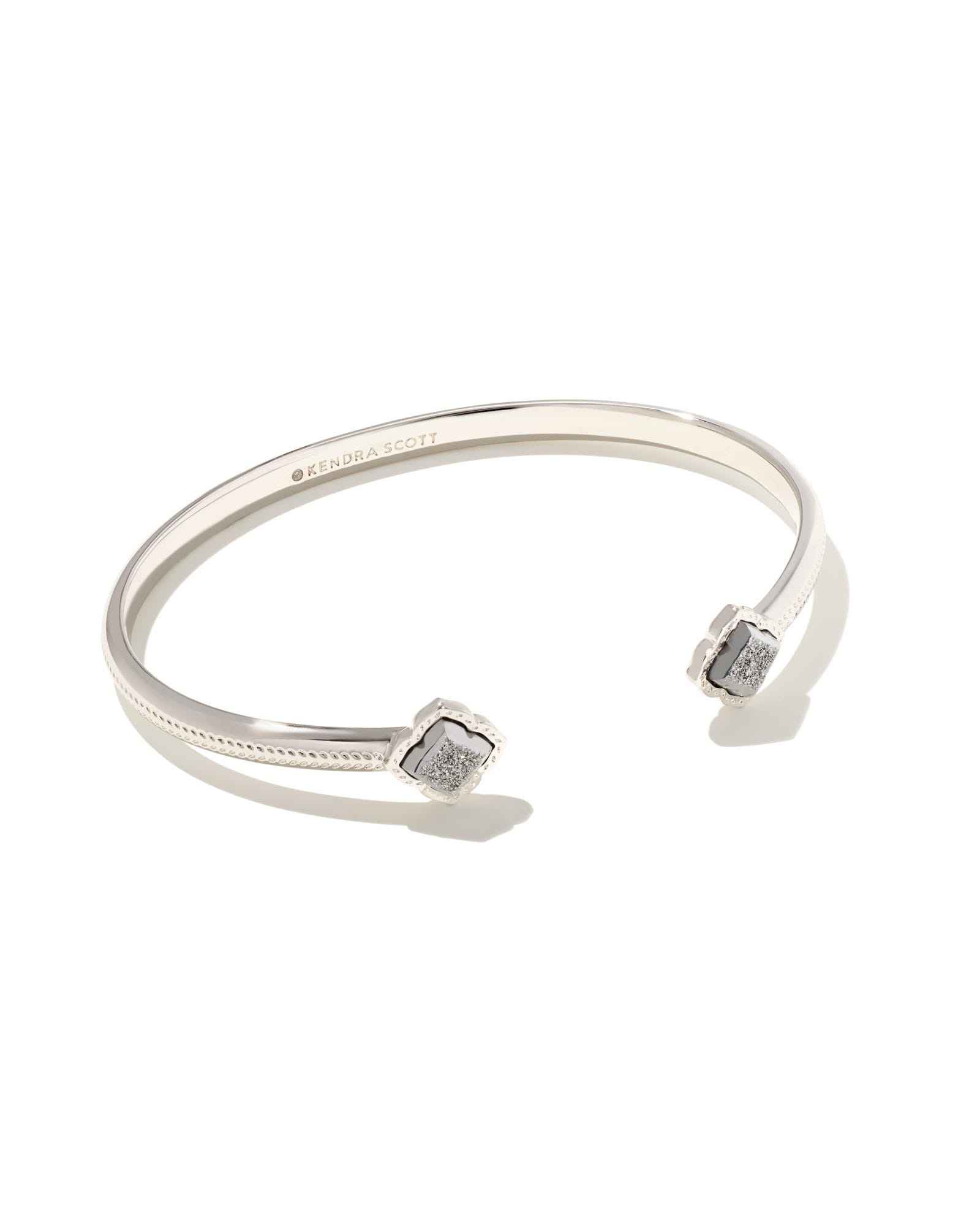 Kendra Scott Mallory Silver Cuff Bracelet in Platinum Drusy | Drusy/Metal Rhodium