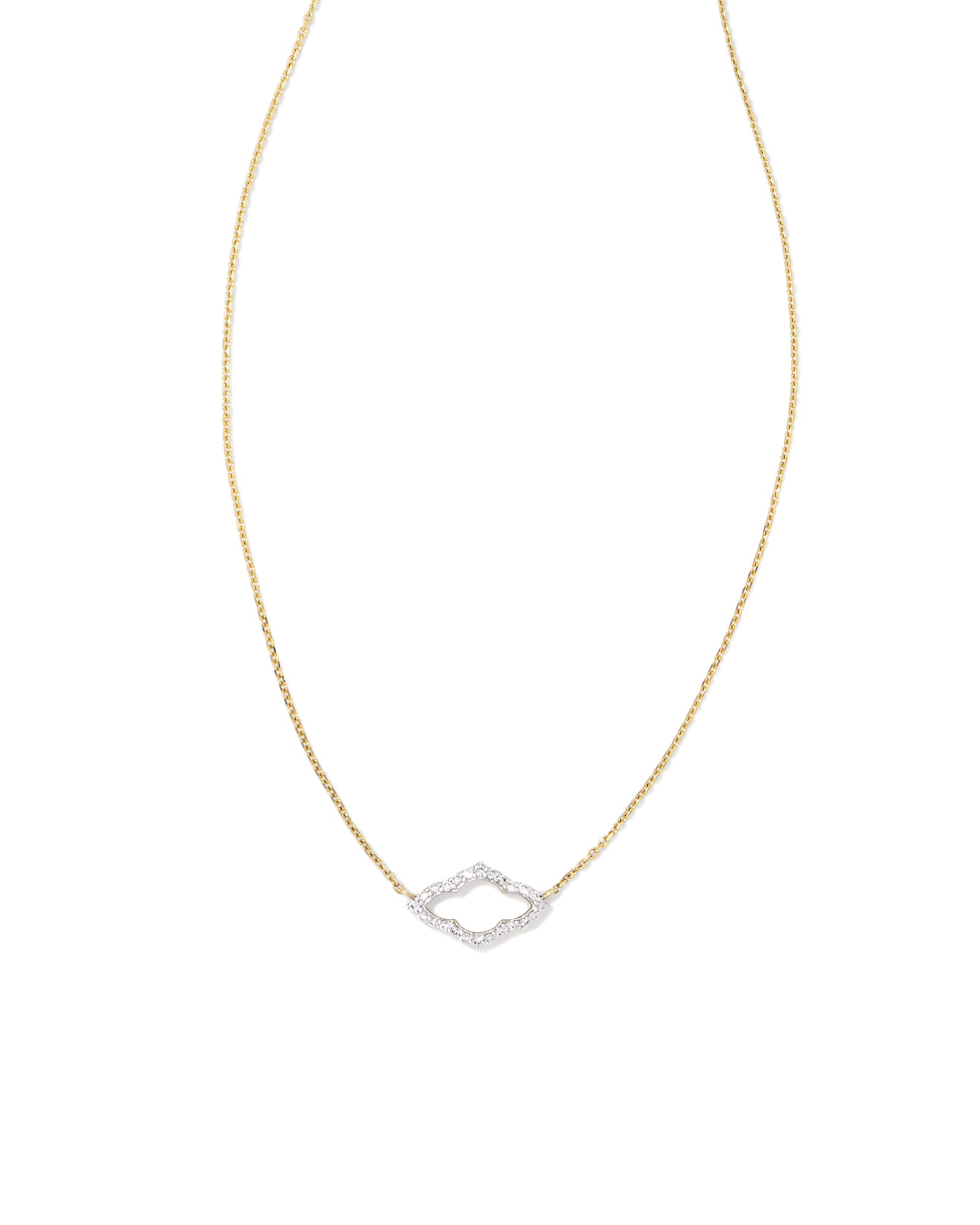 Kendra Scott Small Abbie 14k Yellow Gold Pendant Necklace in White Diamond | Diamonds