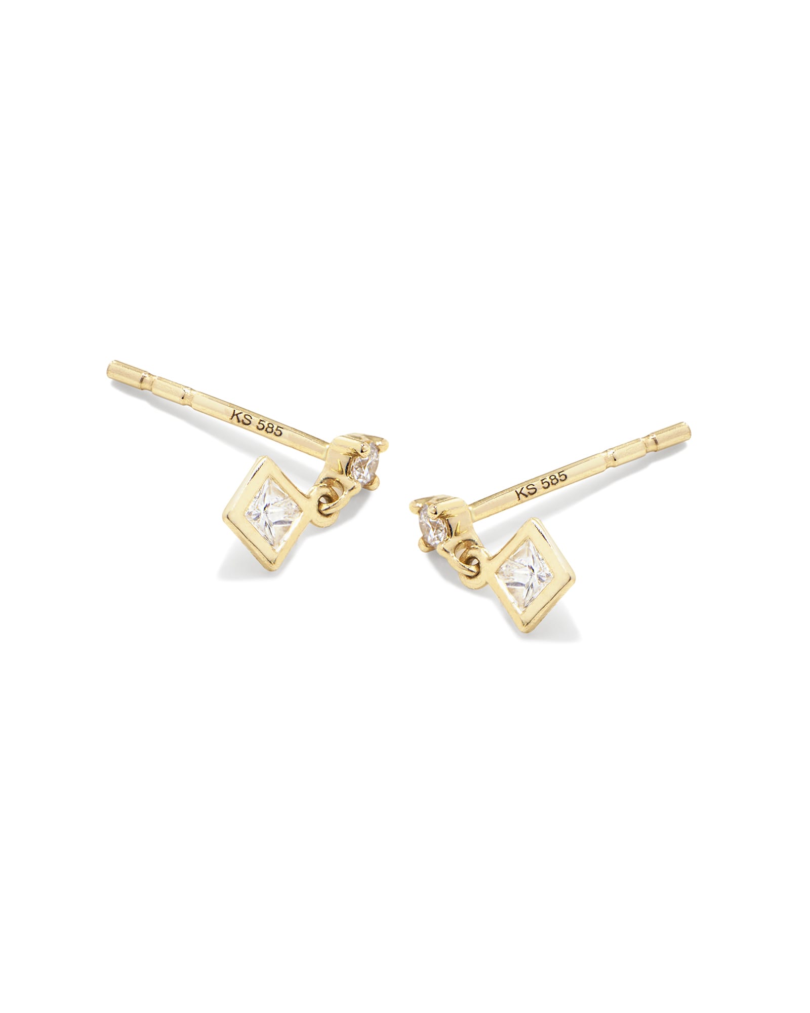 Kendra Scott Michelle 14k Yellow Gold Small Drop Earrings in White Diamond | Diamonds