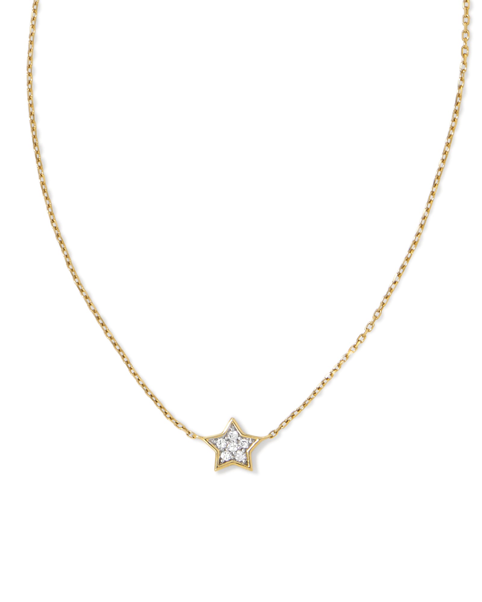 Kendra Scott Tiny Star 14k Yellow Gold Pendant Necklace in White Diamond | Diamonds