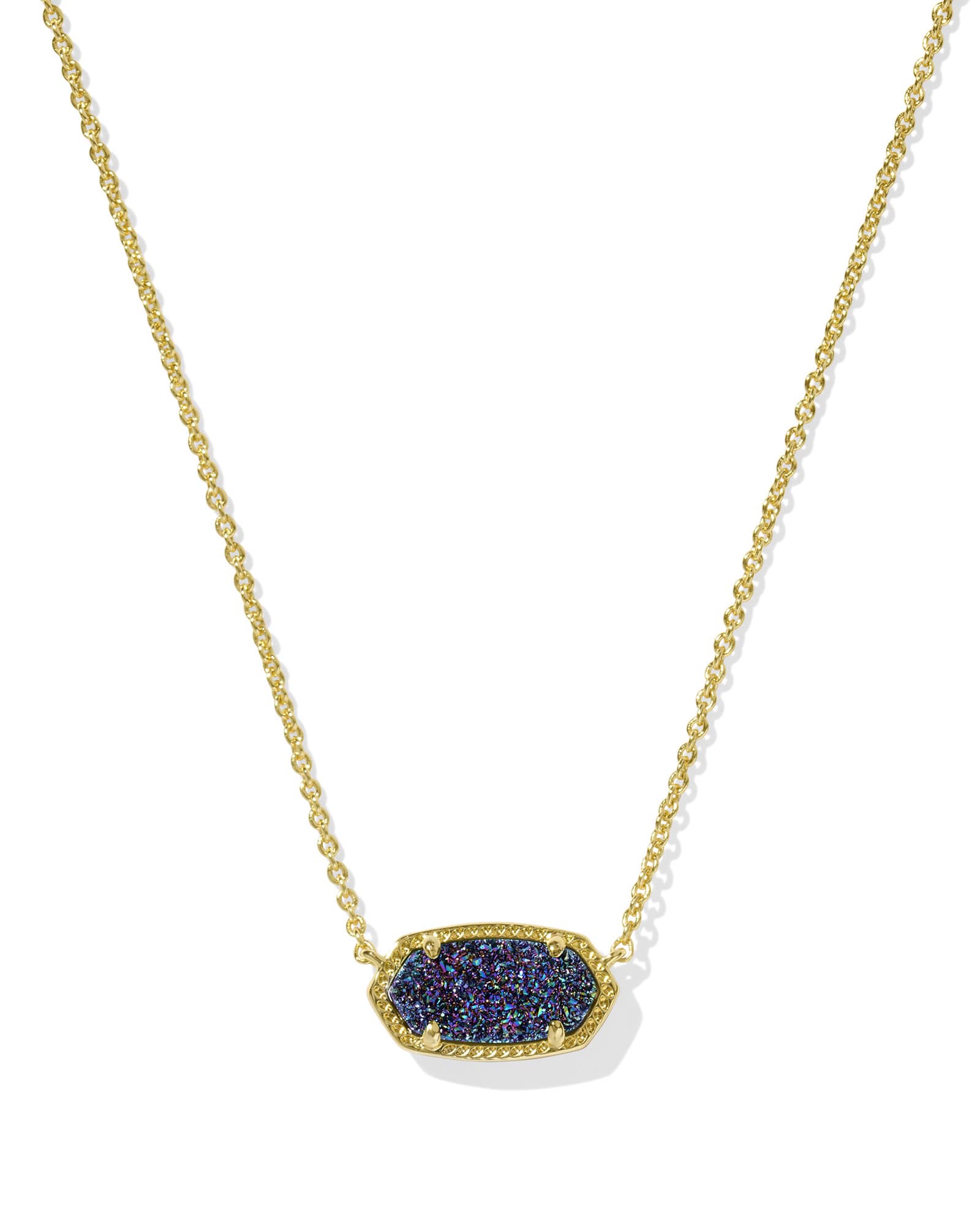 Kendra Scott Elisa Gold Short Pendant Necklace in Multi | Drusy