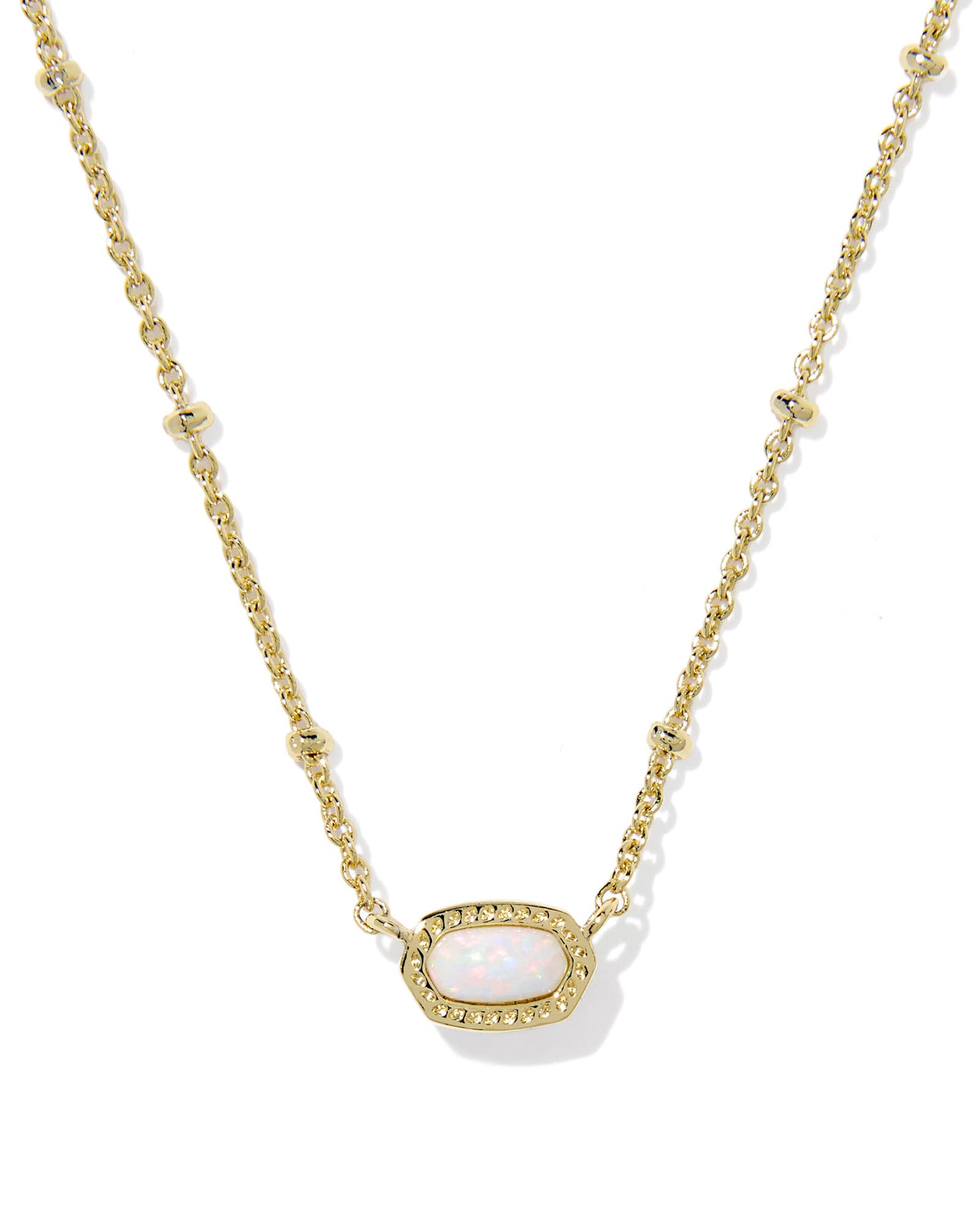 Kendra Scott Mini Elisa Gold Satellite Short Pendant Necklace | Kyocera Opal