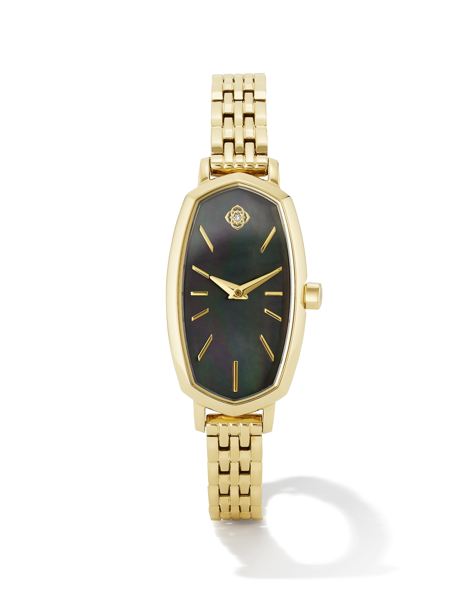 Kendra Scott Elle Gold Tone Stainless Steel Watch in Black Mother-of-Pearl | Mother Of Pearl