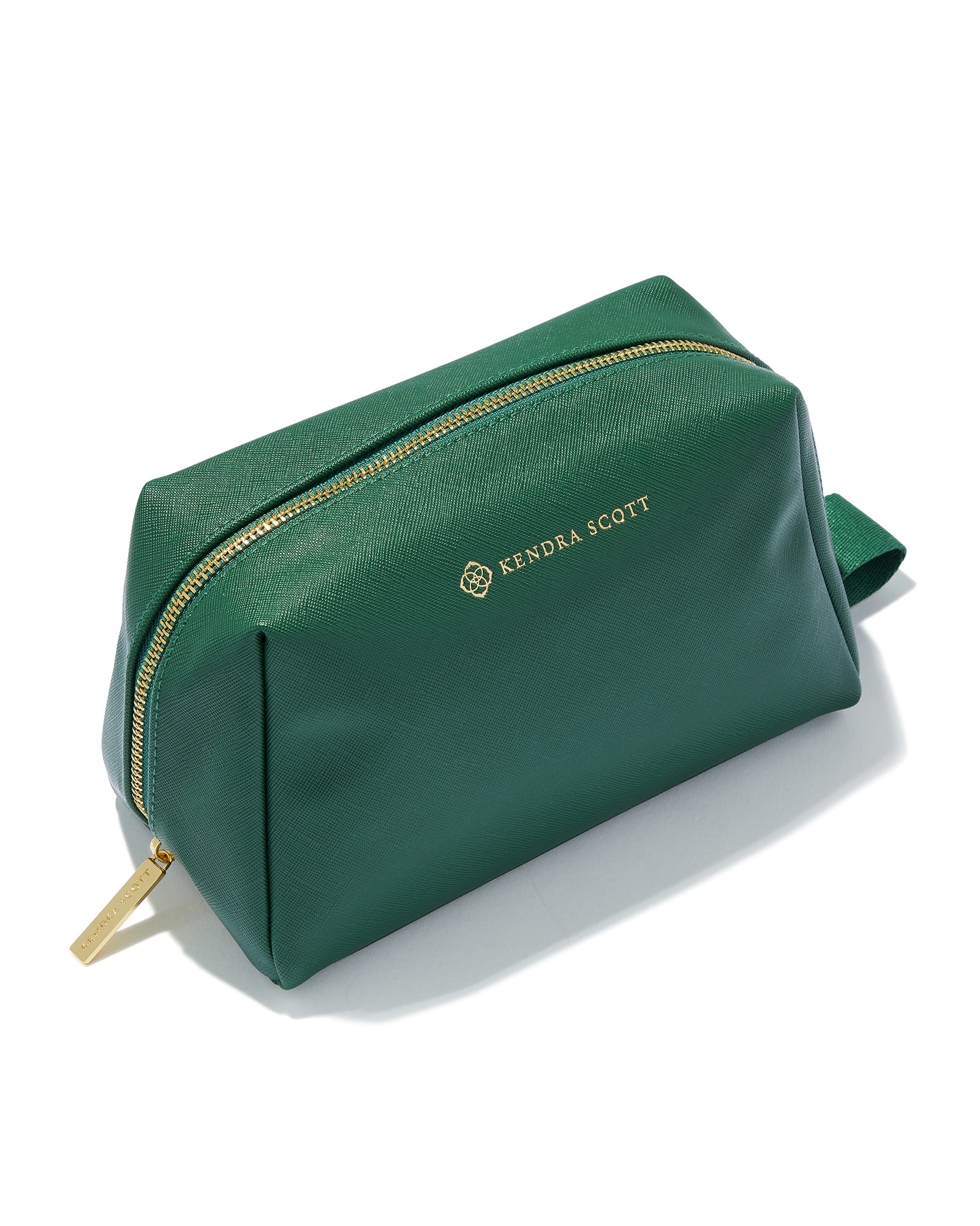 Kendra Scott Large Cosmetic Zip Case in Green | Leather