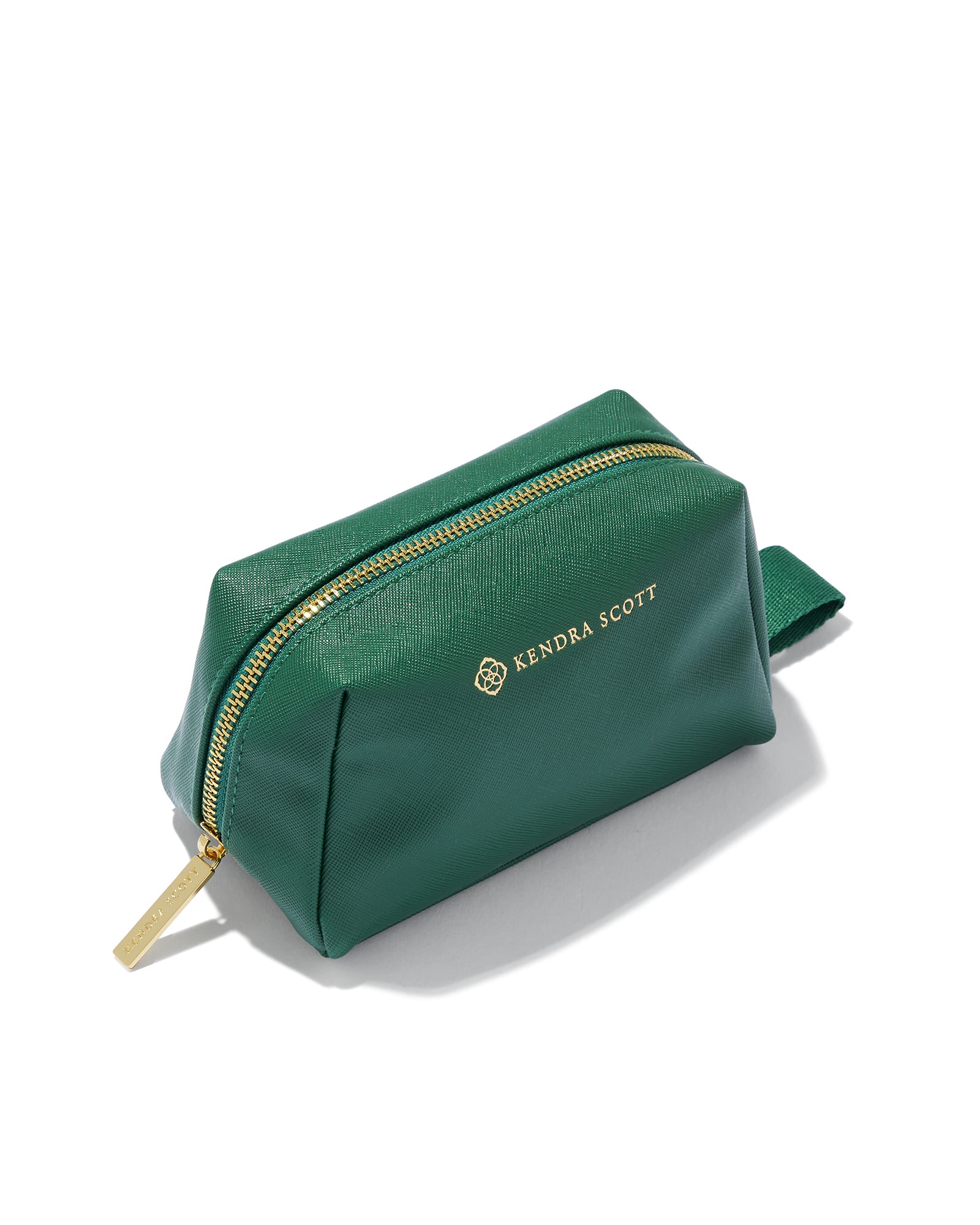 Kendra Scott Small Cosmetic Zip Case in Green | Leather