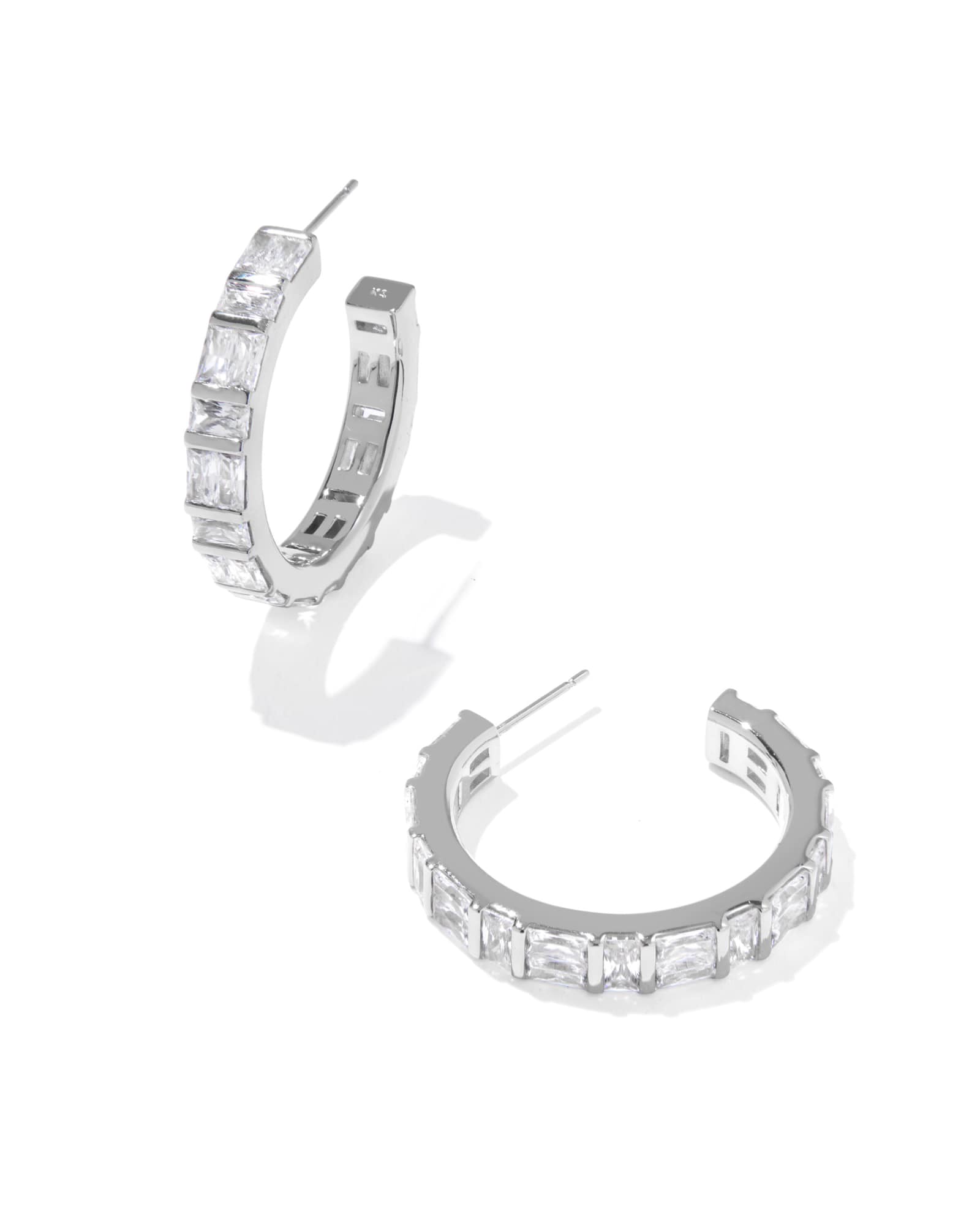 Kendra Scott Jamie Silver Hoop Earrings | Cubic Zirconia/Metal Rhodium