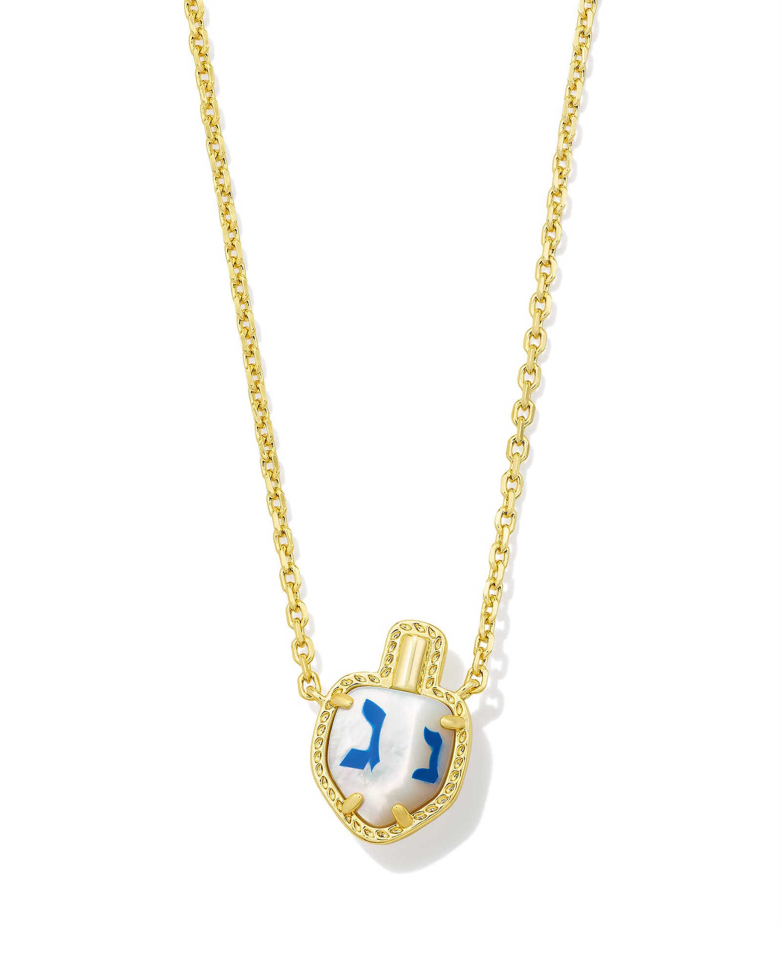 Kendra Scott Dreidel Gold Short Pendant Necklace | Mother Of Pearl