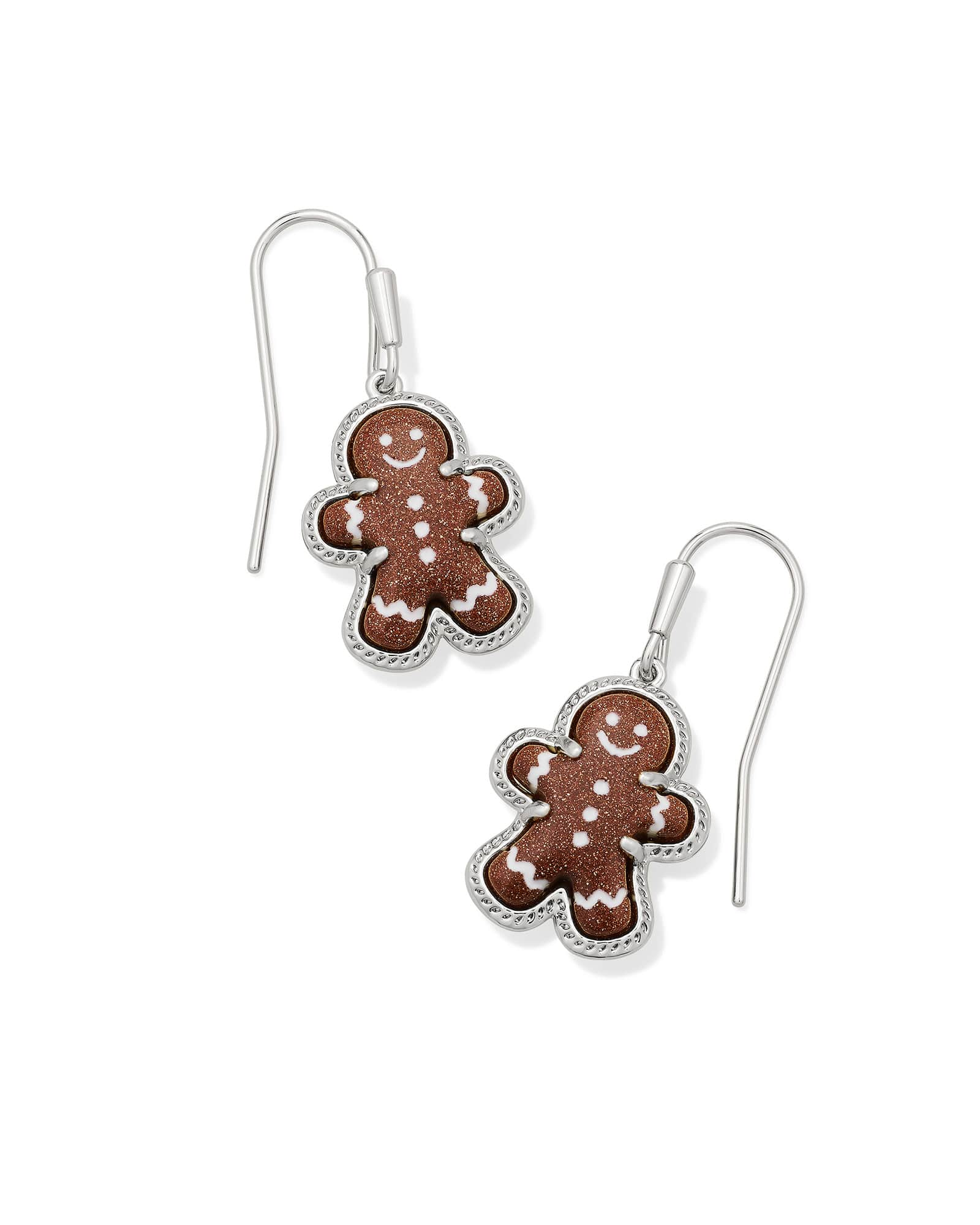Kendra Scott Gingerbread Silver Drop Earrings | Goldstone/Metal Rhodium