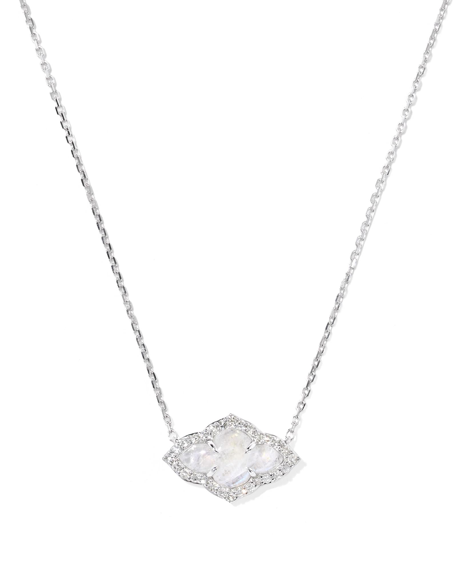 Kendra Scott Abbie 14k White Gold Short Pendant Necklace | Metal