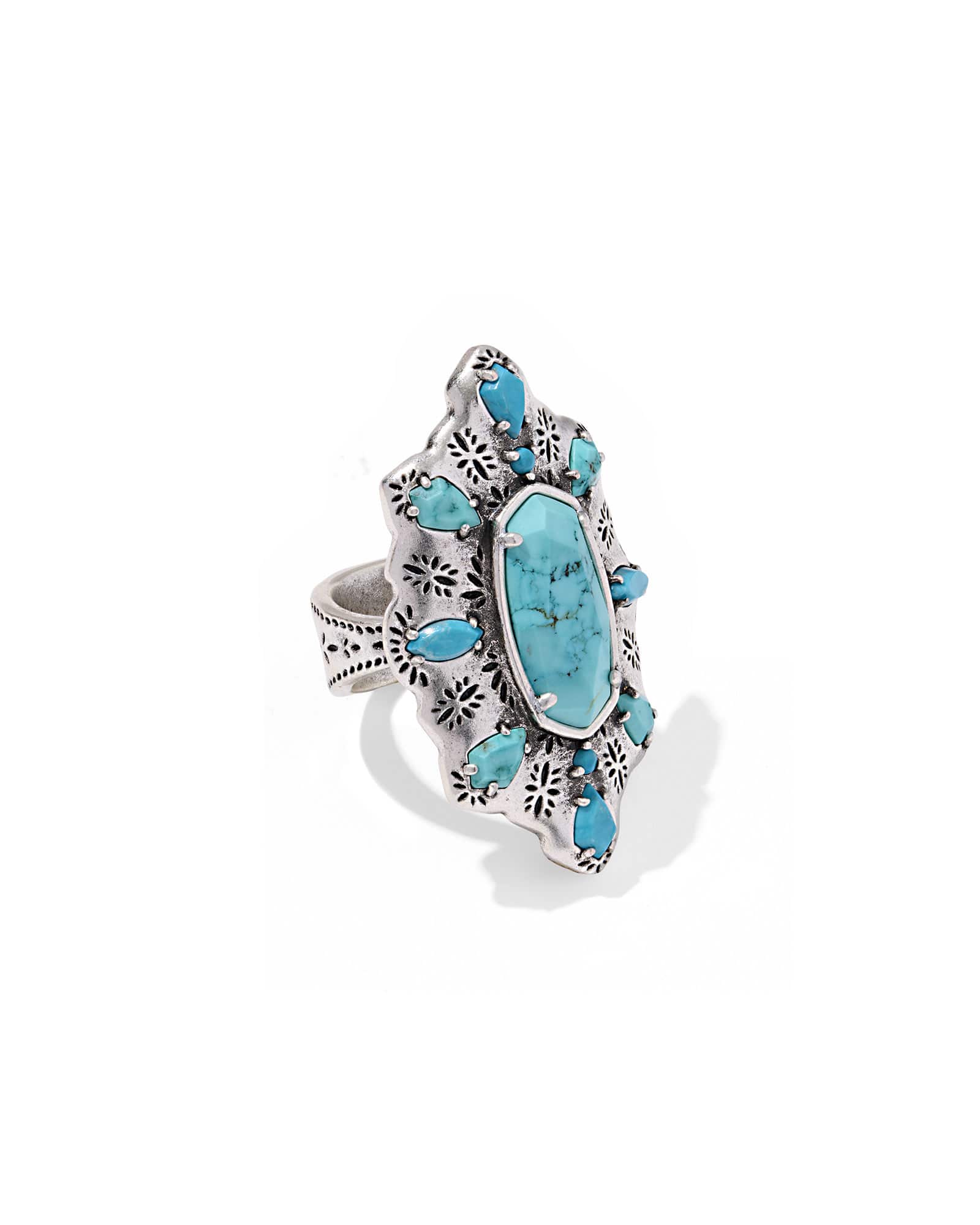 Kendra Scott Bria Vintage Silver Cocktail Ring | Metal | Size 9
