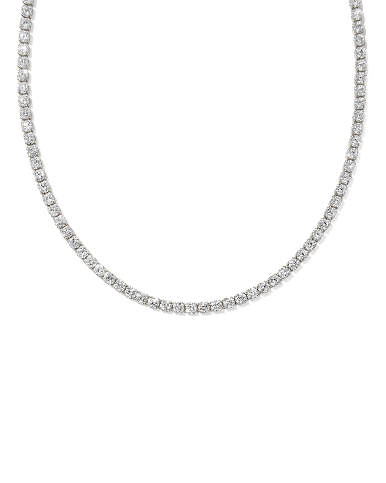 Kendra Scott Renee Silver Tennis Necklace | Cubic Zirconia/Metal Rhodium