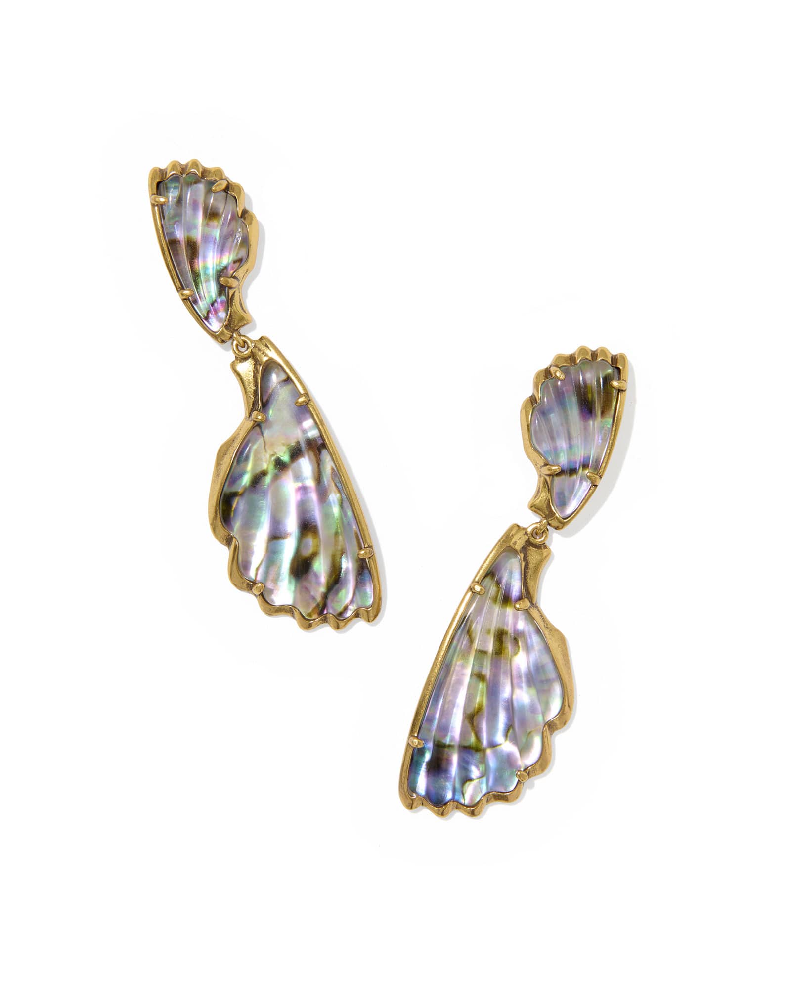 Kendra Scott Alexa Vintage Gold Statement Drop Earrings | Abalone