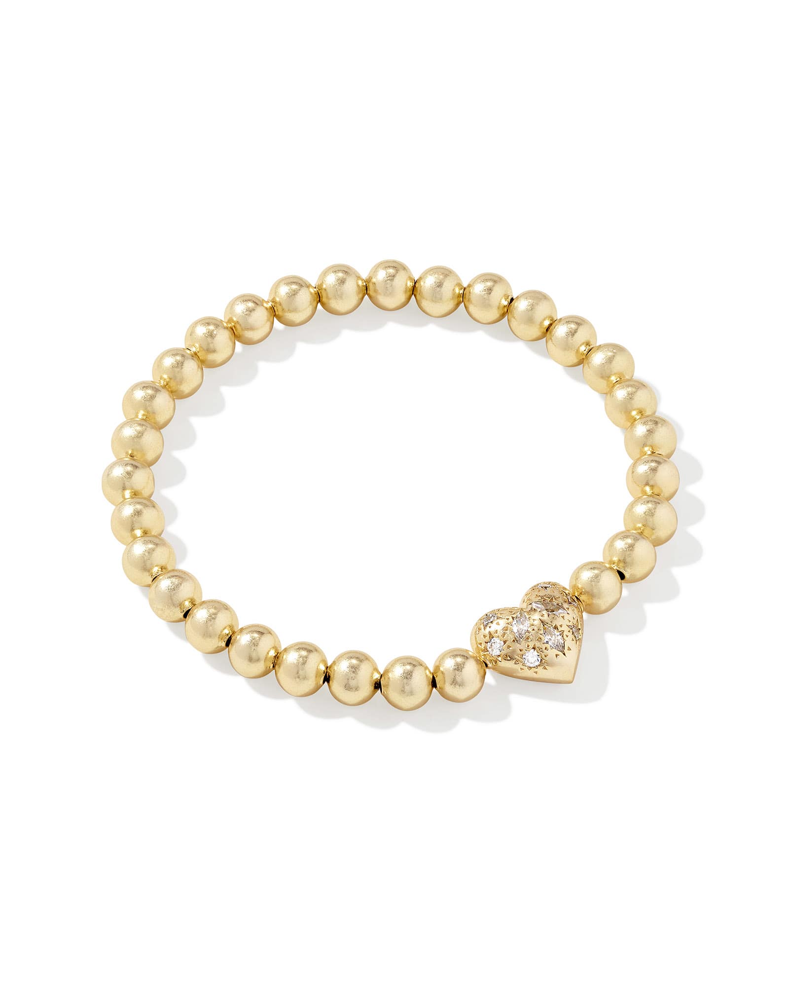 Kendra Scott Holland Gold Heart Stretch Bracelet in White CZ | Crystal