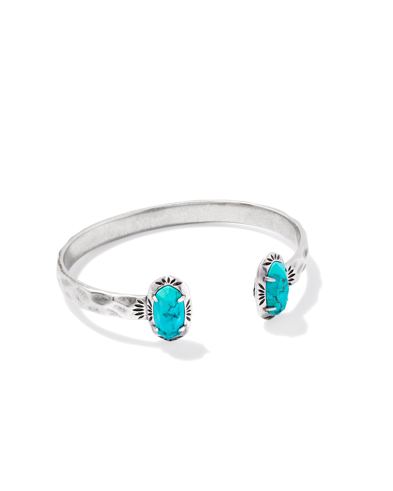 Kendra Scott Elton Vintage Silver Etch Frame Cuff Bracelet in Variegated Turquoise Magnesite | Variegated Magnesite