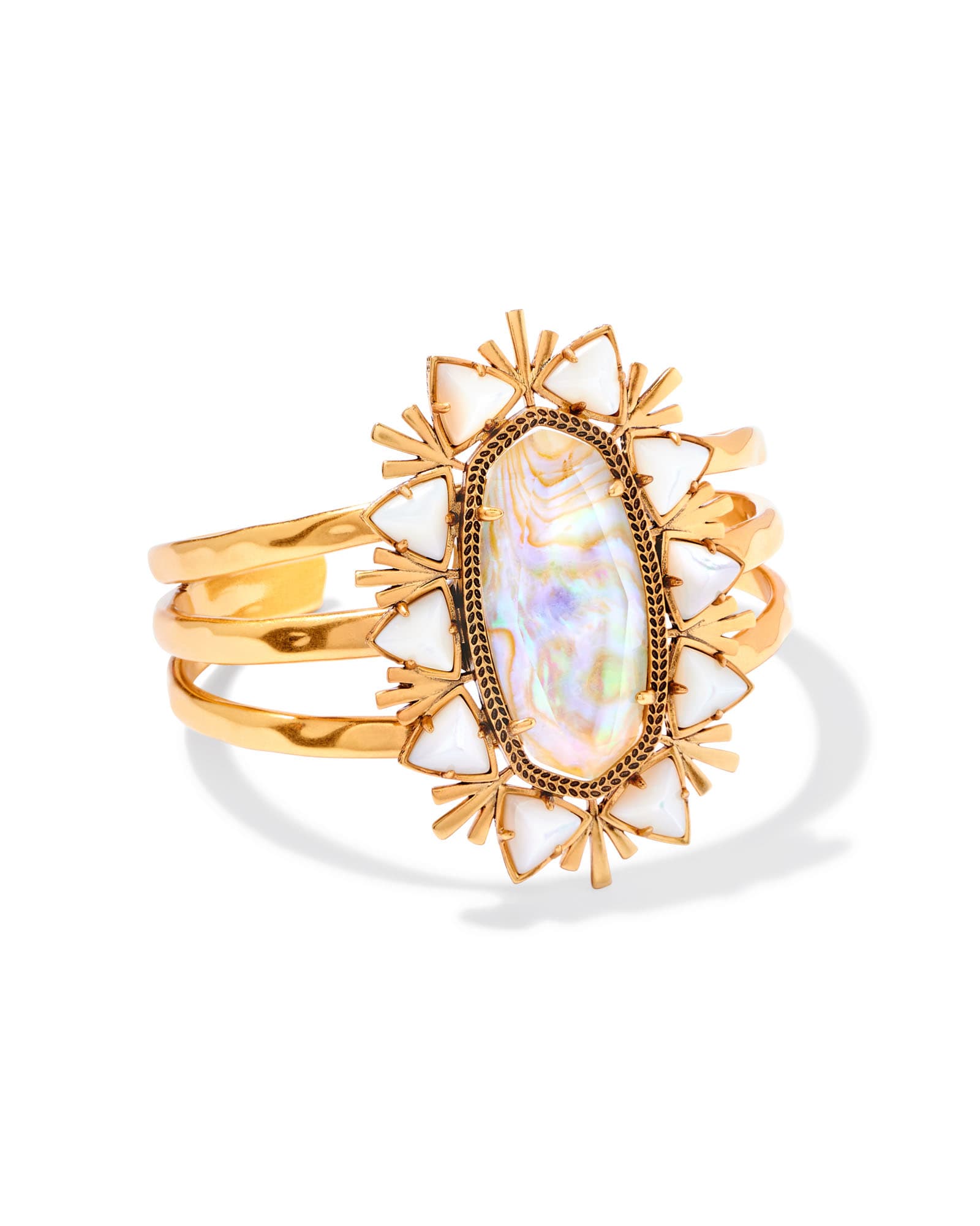 Kendra Scott Havana Vintage Gold Cuff Bracelet in Iridescent | Abalone